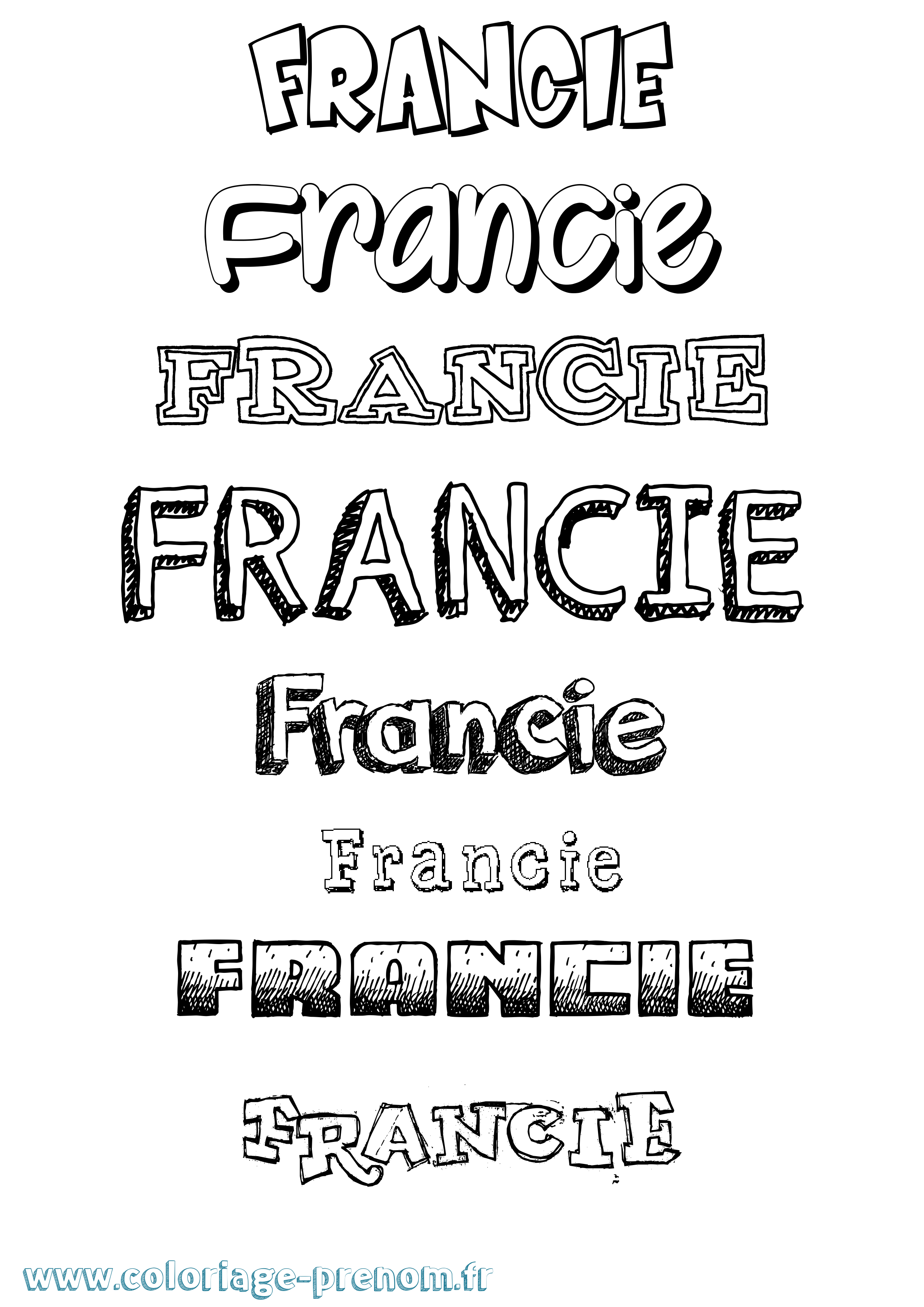 Coloriage Francie Dessiné Coloriage prénom Francie Dessiné