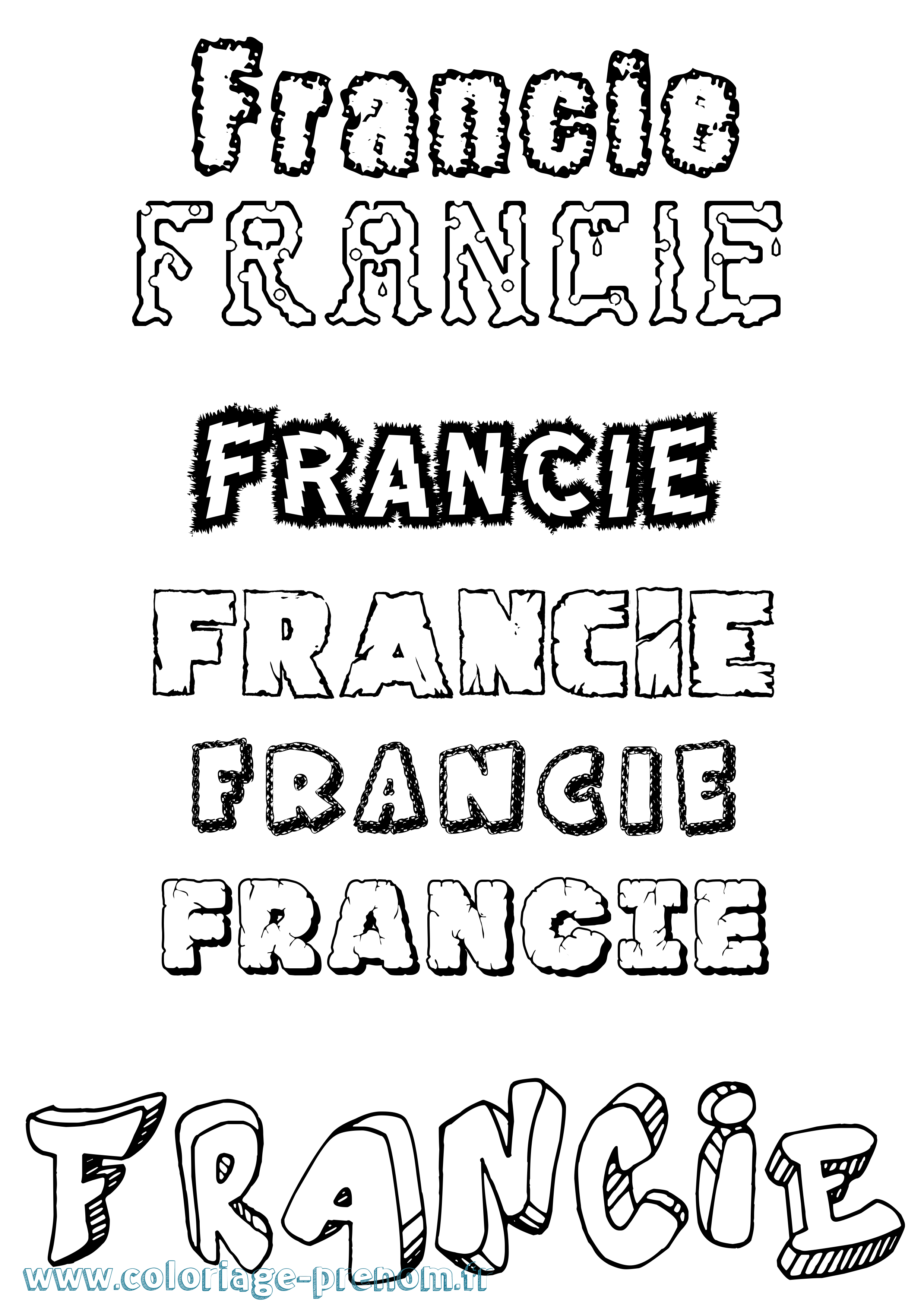 Coloriage Francie Destructuré Coloriage prénom Francie Destructuré