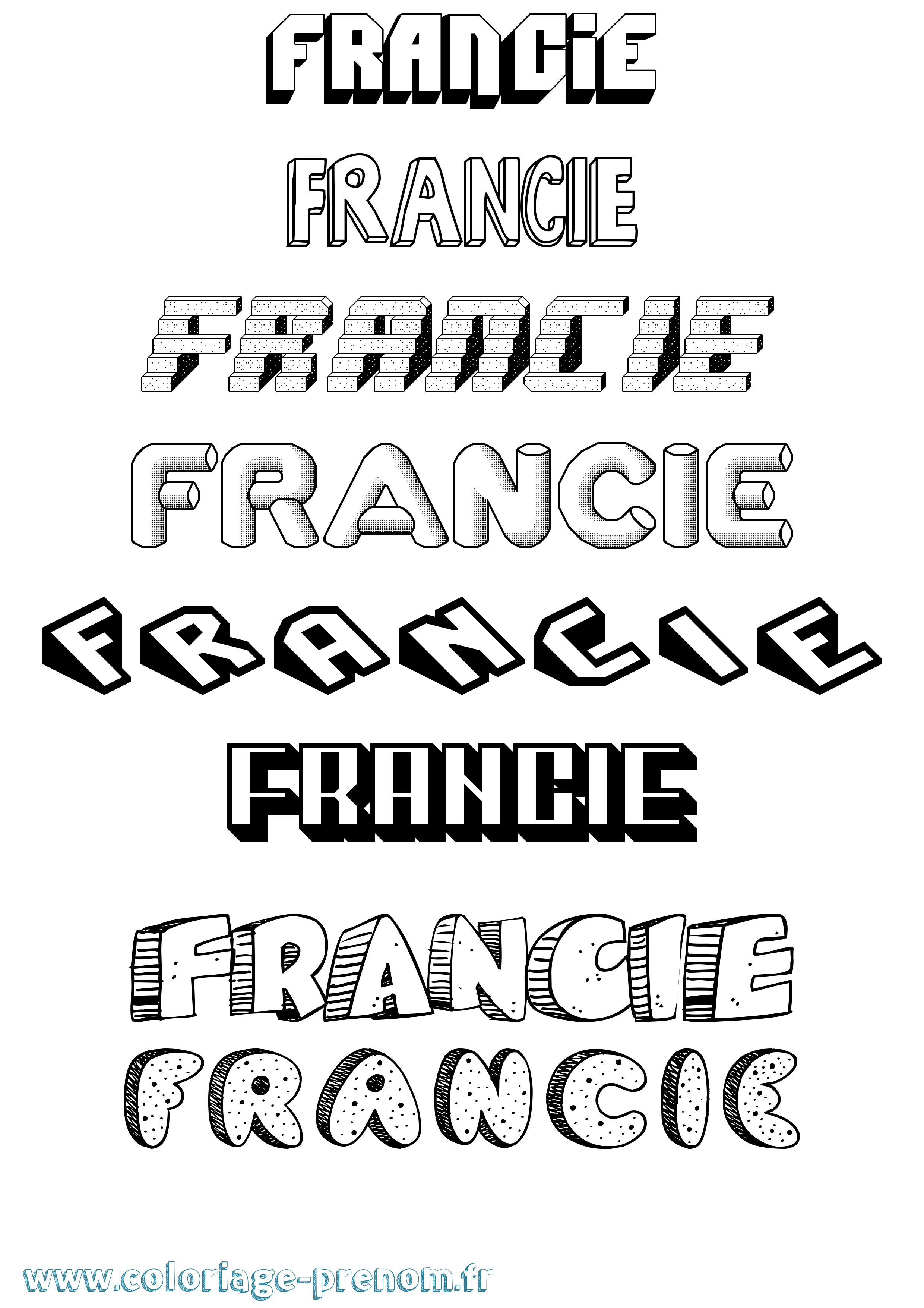 Coloriage Francie Effet 3D Coloriage prénom Francie Effet 3D
