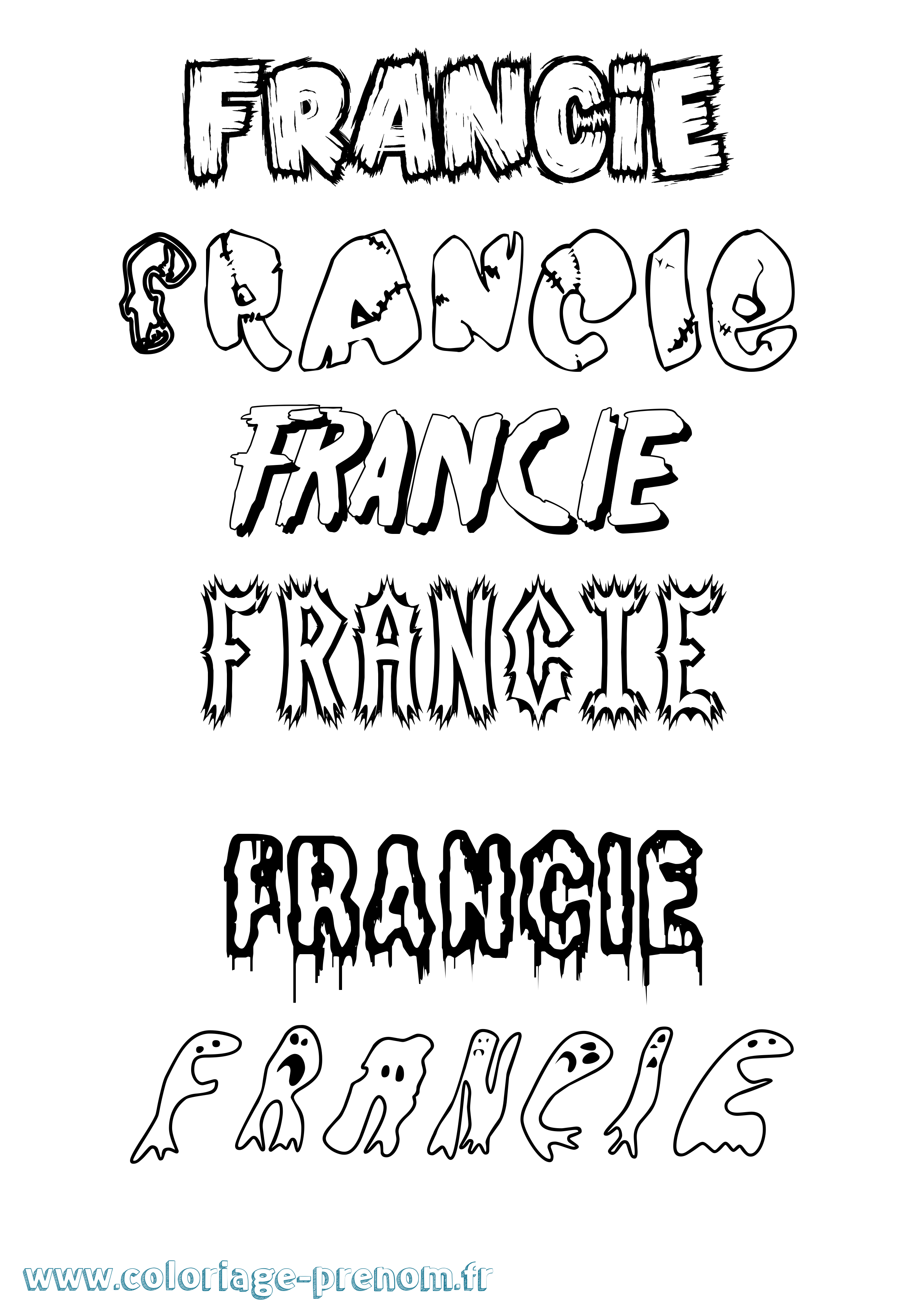 Coloriage Francie Frisson Coloriage prénom Francie Frisson