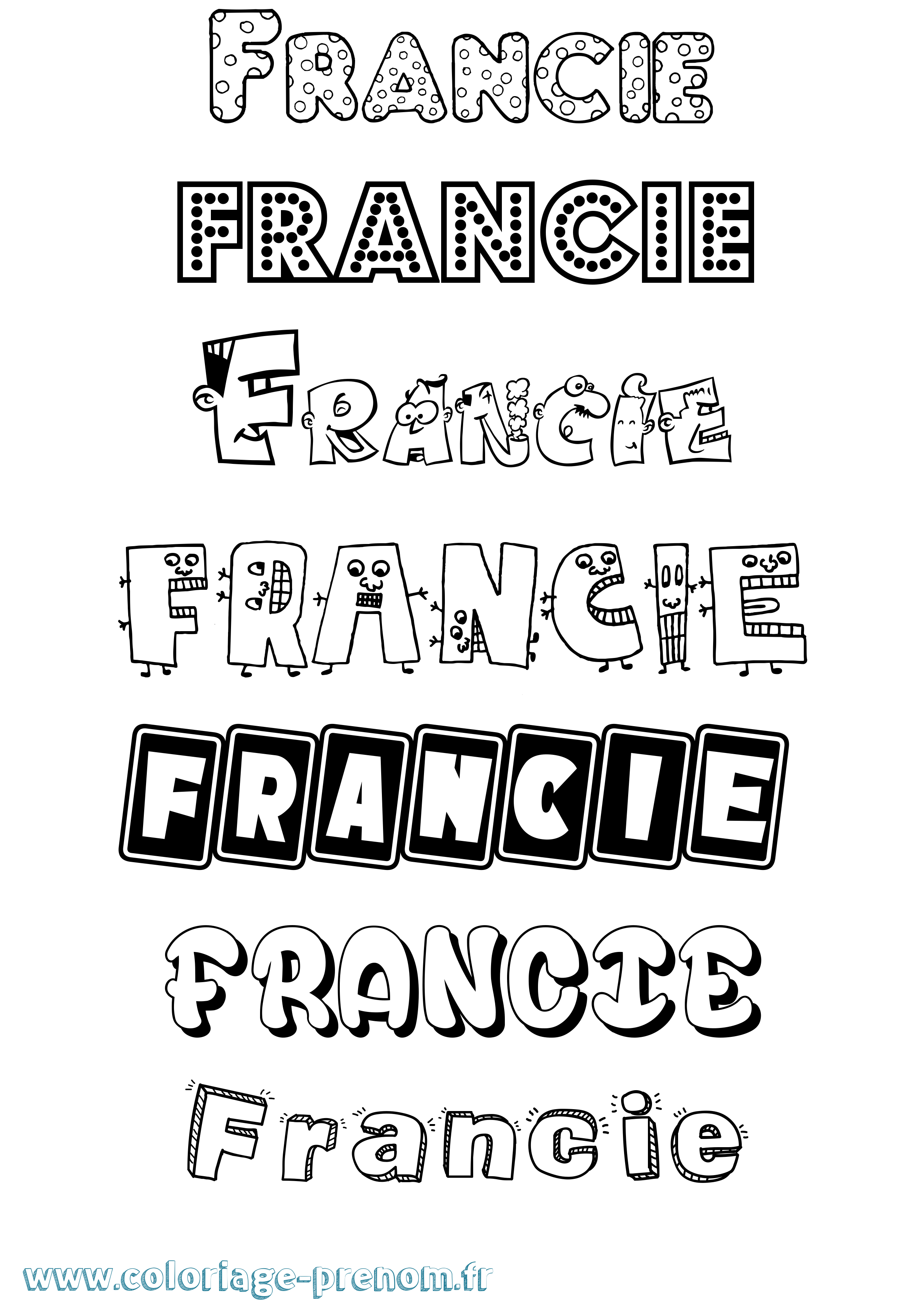 Coloriage Francie Fun Coloriage prénom Francie Fun
