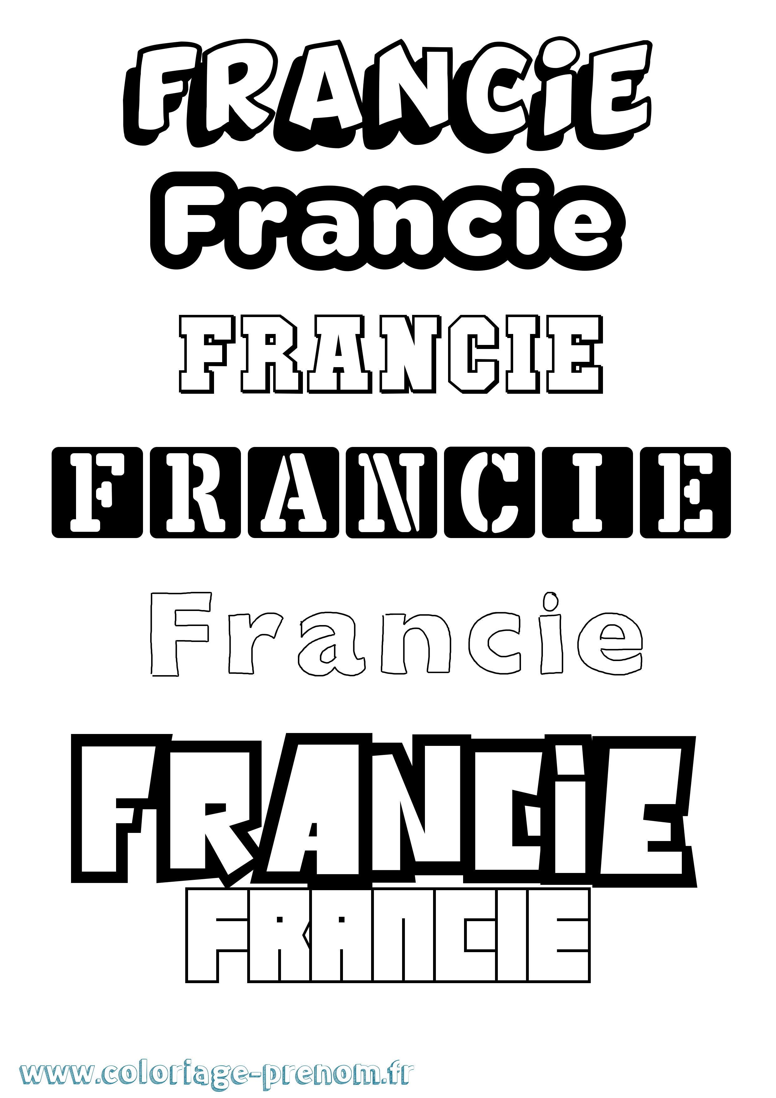 Coloriage Francie Simple Coloriage prénom Francie Simple
