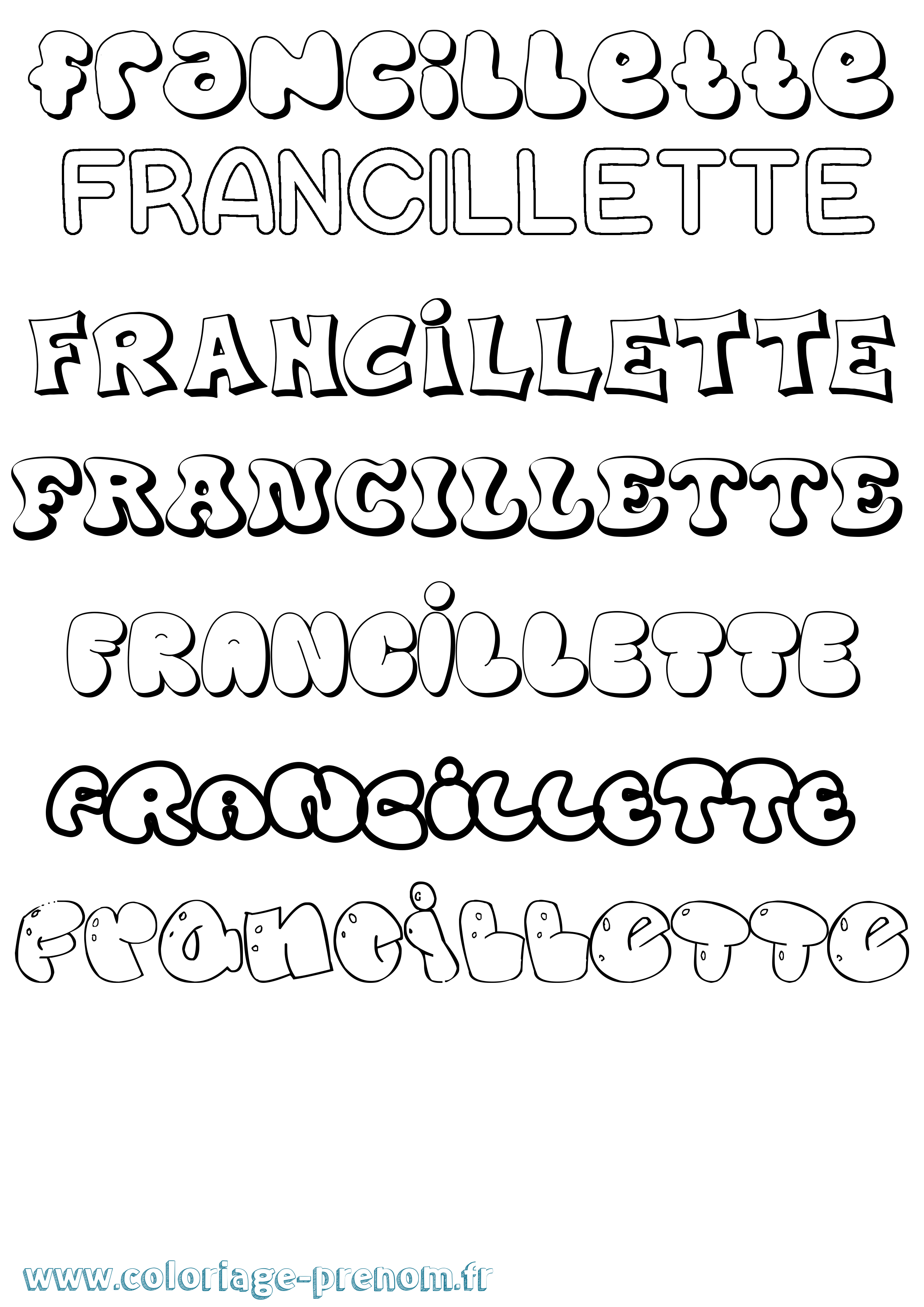 Coloriage Francillette Bubble Coloriage prénom Francillette Bubble