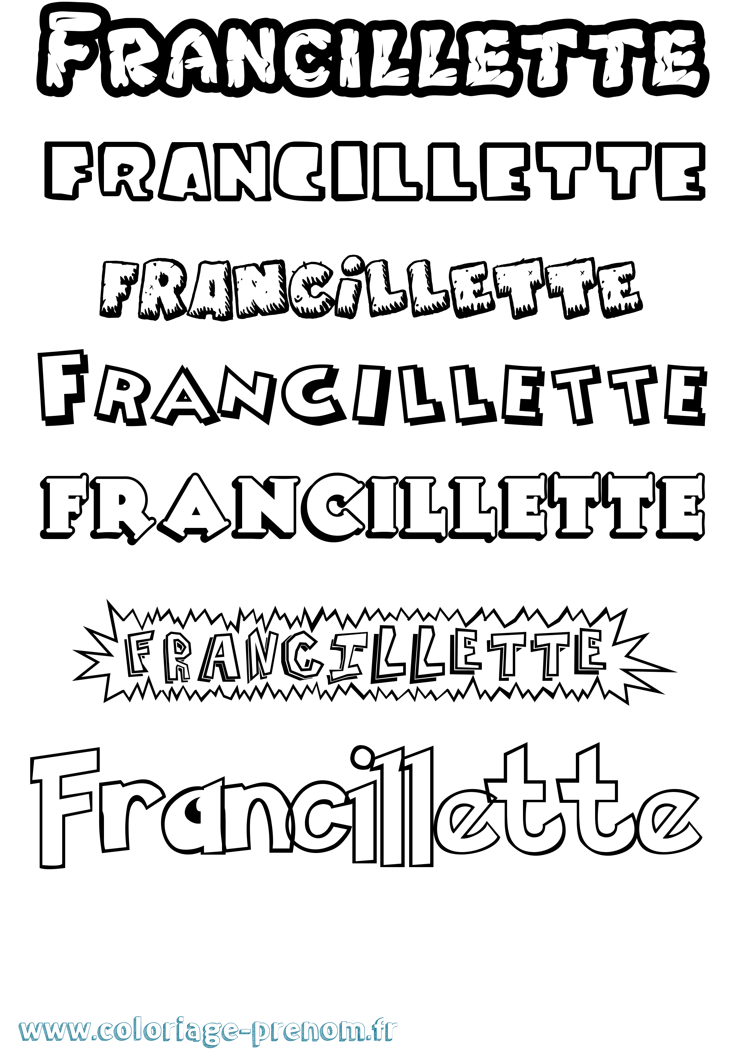 Coloriage Francillette Dessin Animé Coloriage prénom Francillette Dessin Animé