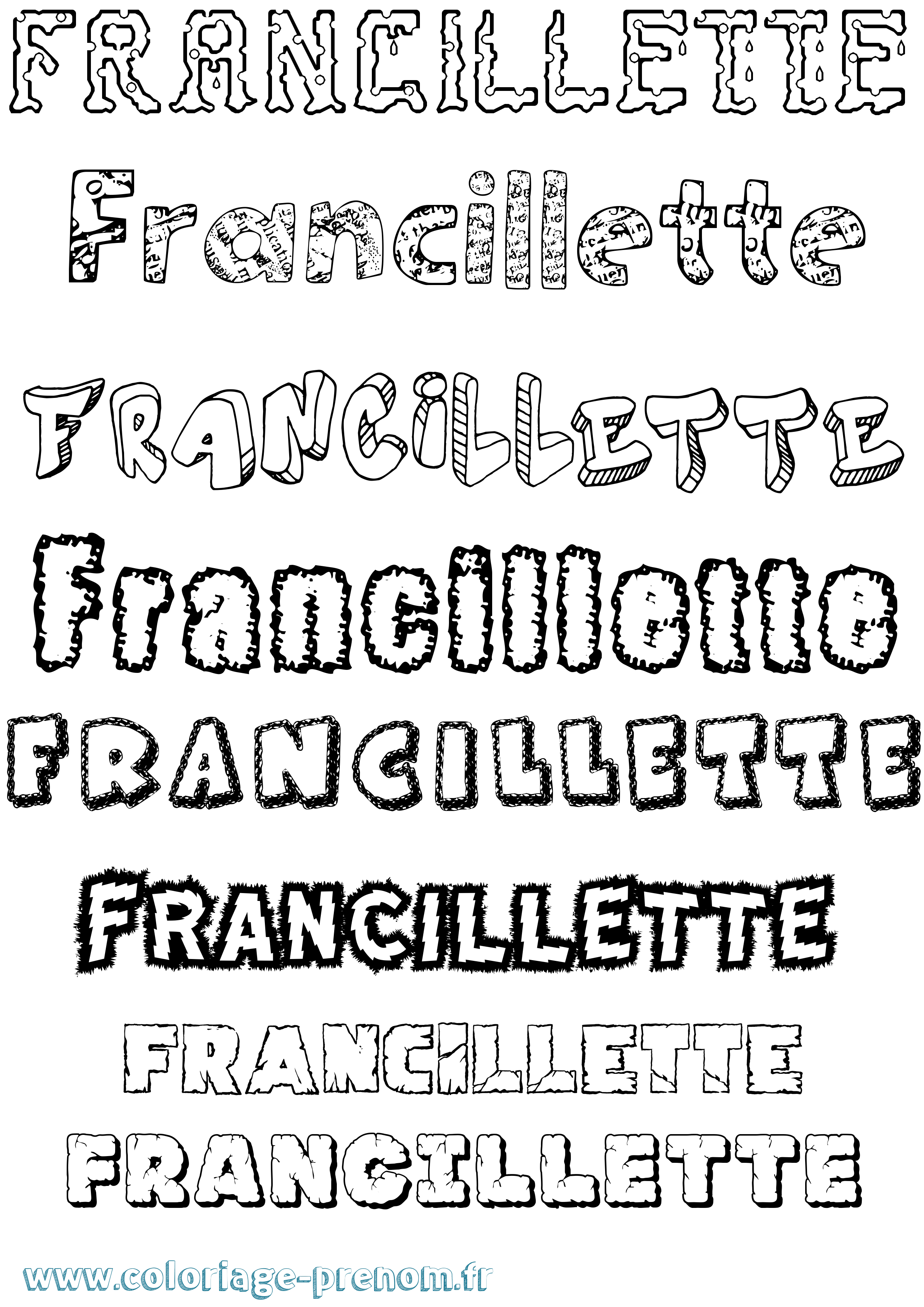Coloriage Francillette Destructuré Coloriage prénom Francillette Destructuré