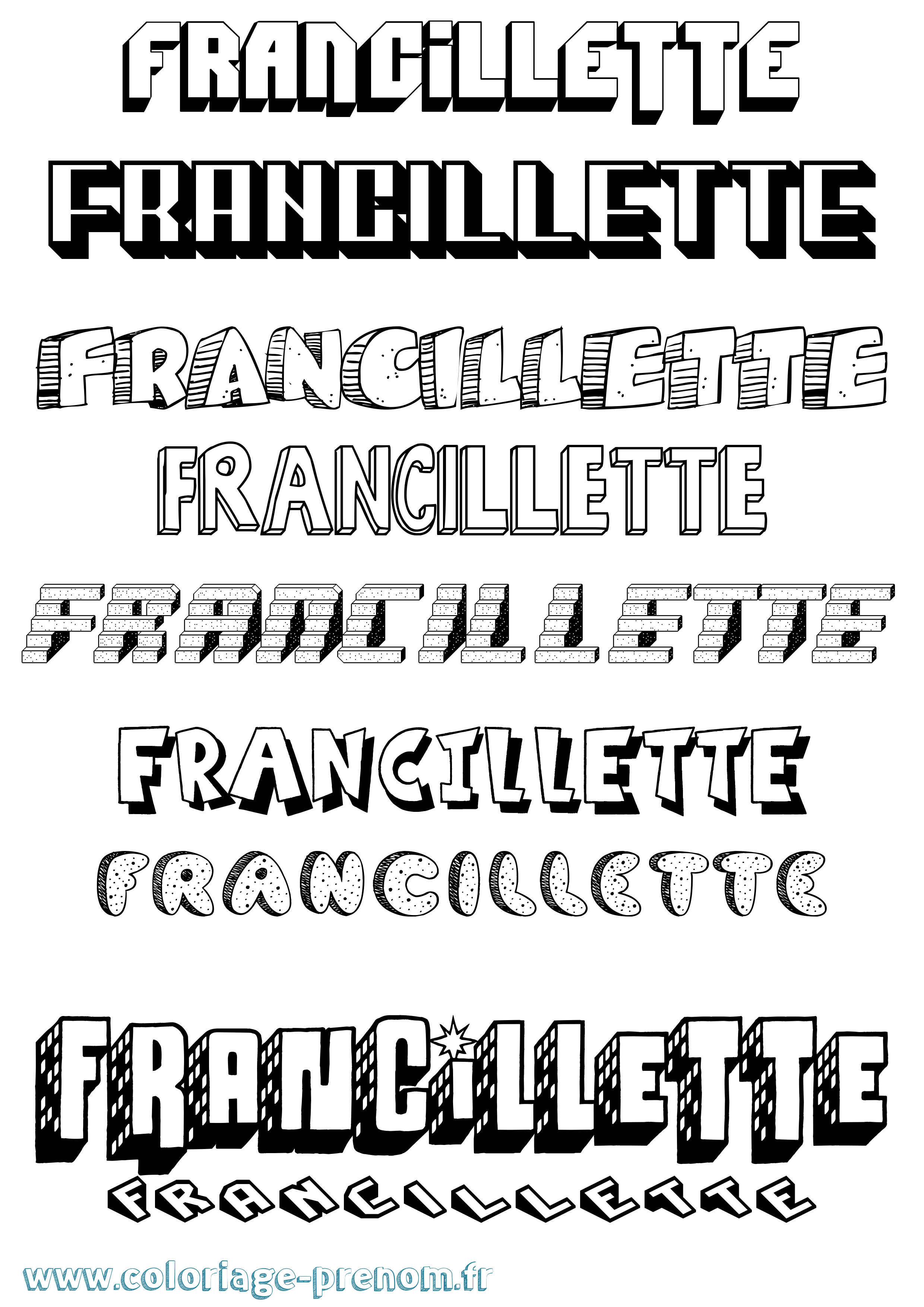 Coloriage Francillette Effet 3D Coloriage prénom Francillette Effet 3D