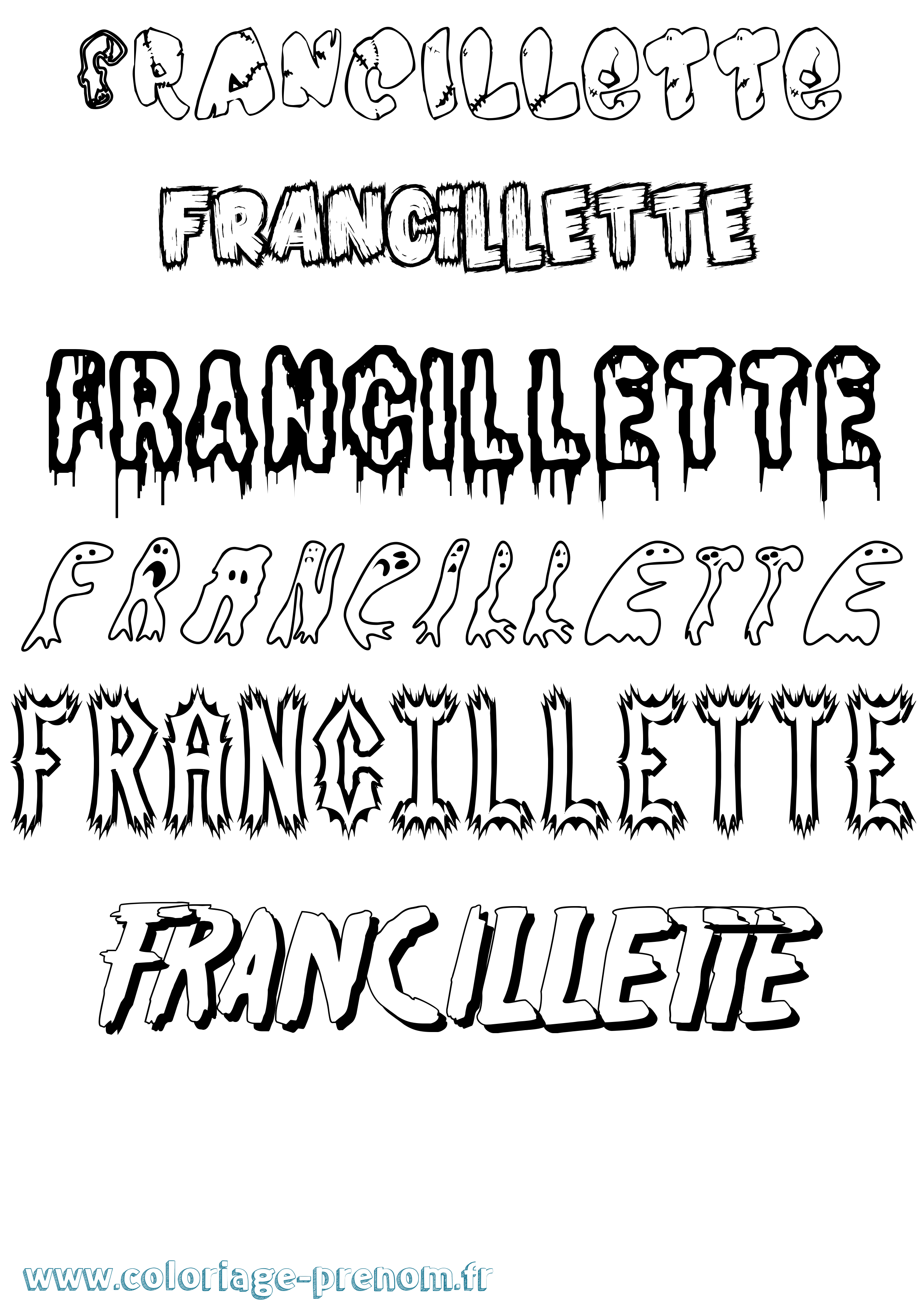 Coloriage Francillette Frisson Coloriage prénom Francillette Frisson
