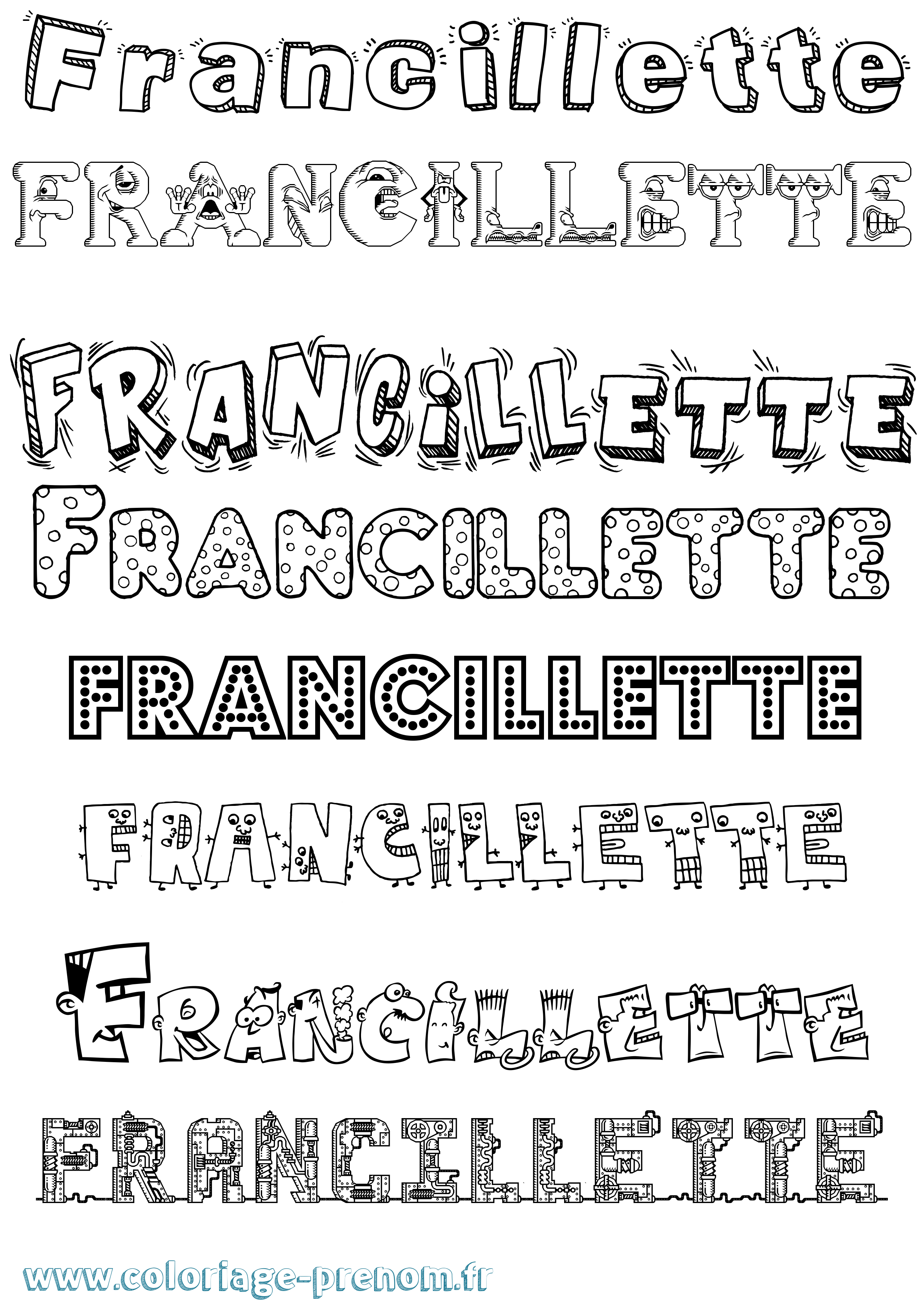 Coloriage Francillette Fun Coloriage prénom Francillette Fun