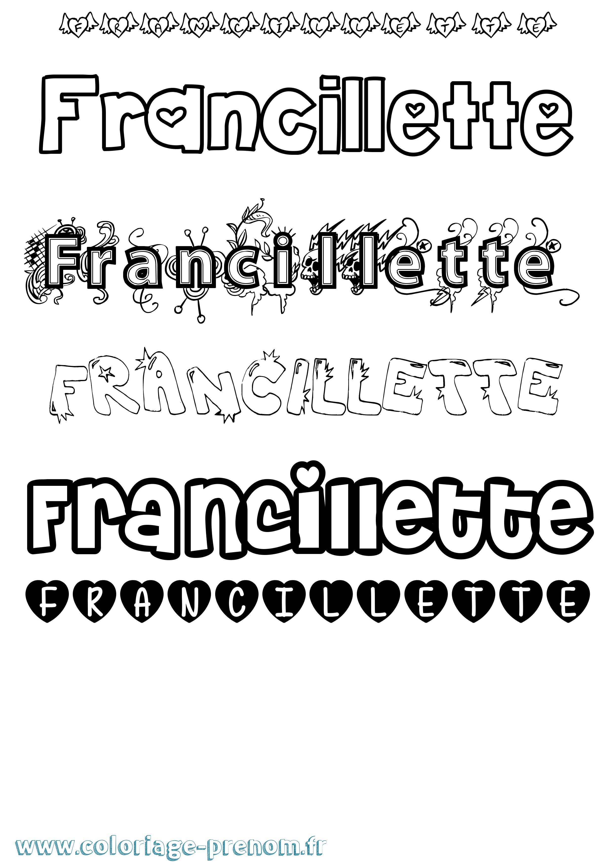 Coloriage Francillette Girly Coloriage prénom Francillette Girly