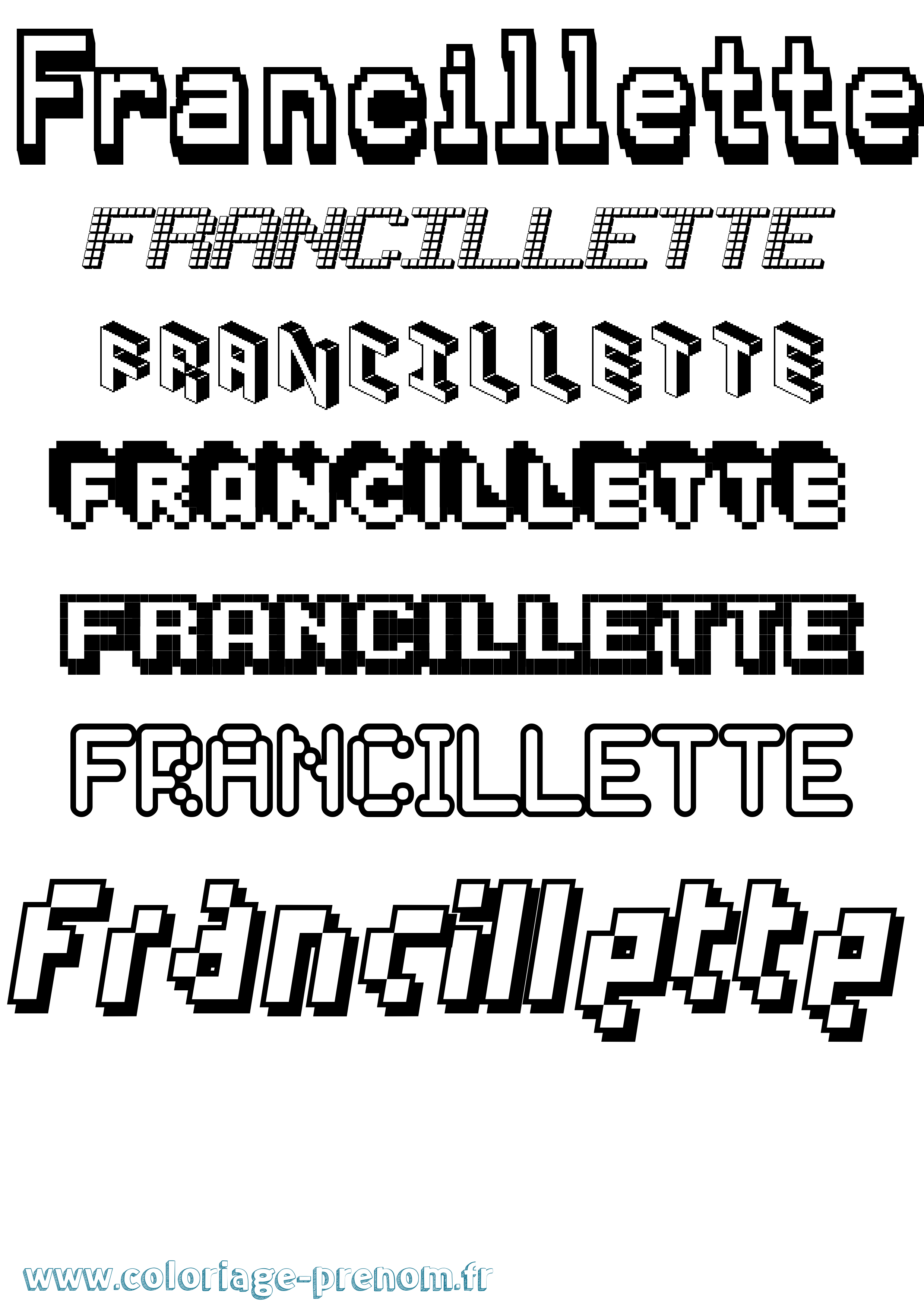 Coloriage Francillette Pixel Coloriage prénom Francillette Pixel