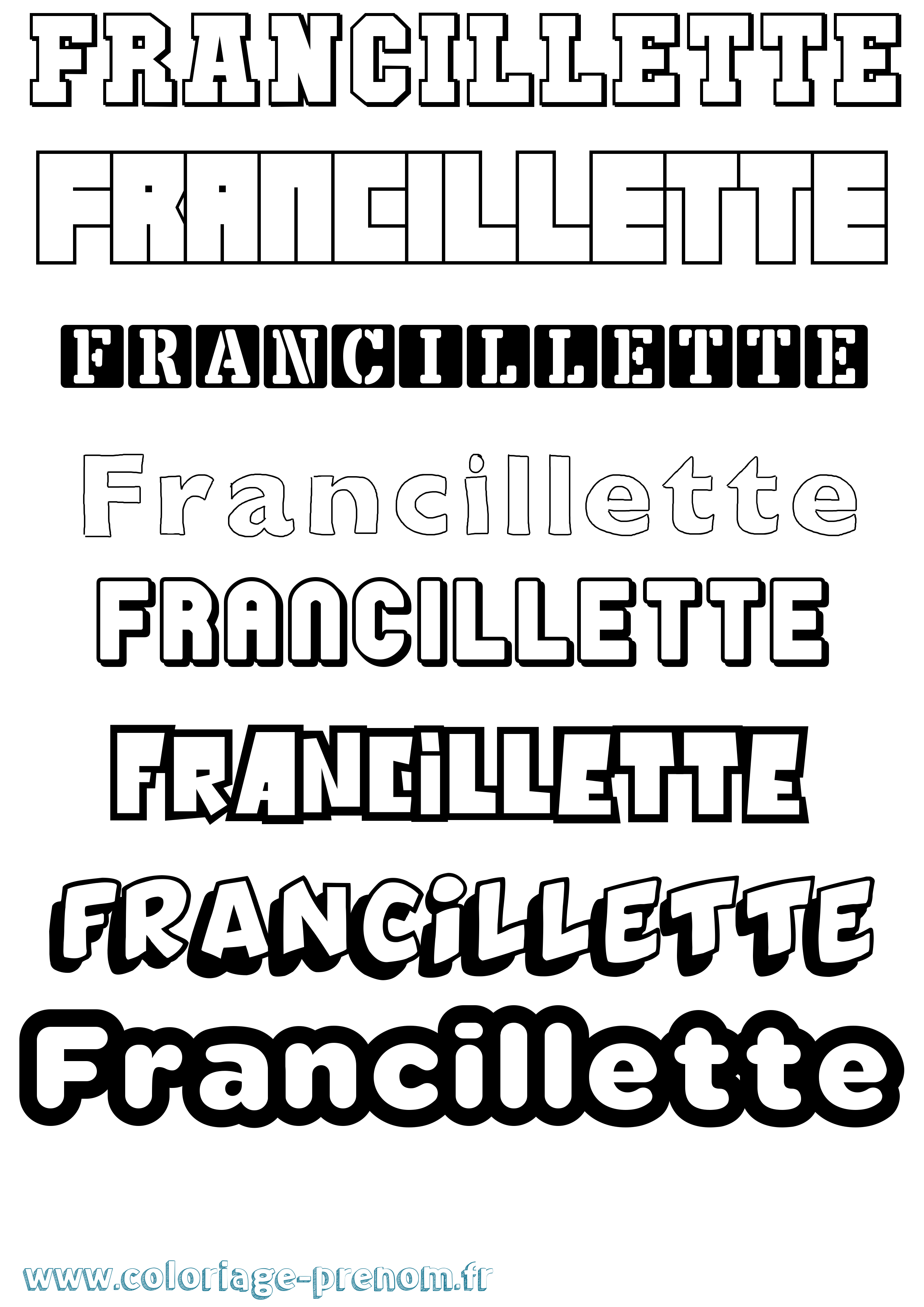 Coloriage Francillette Simple Coloriage prénom Francillette Simple