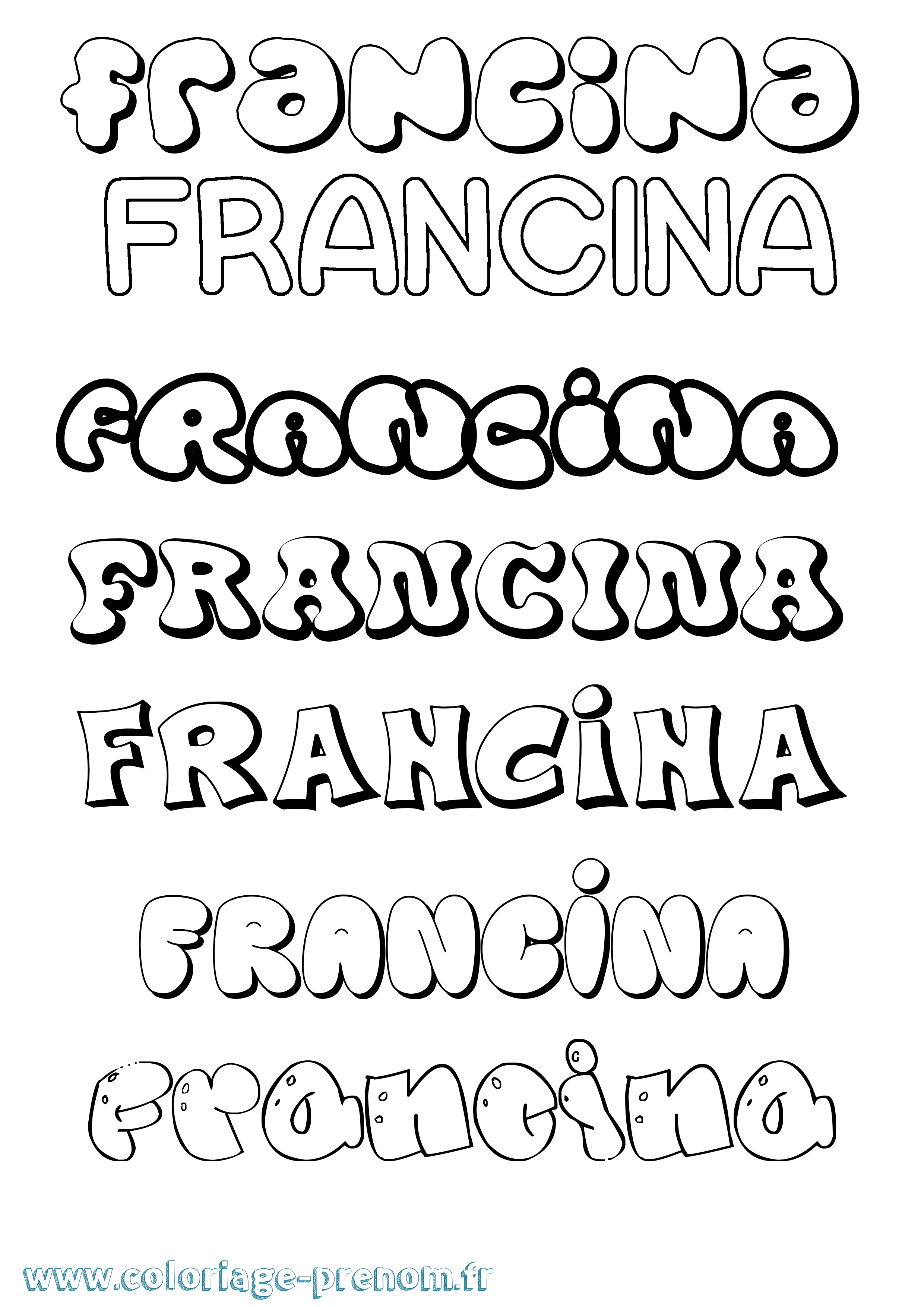 Coloriage Francina Bubble Coloriage prénom Francina Bubble