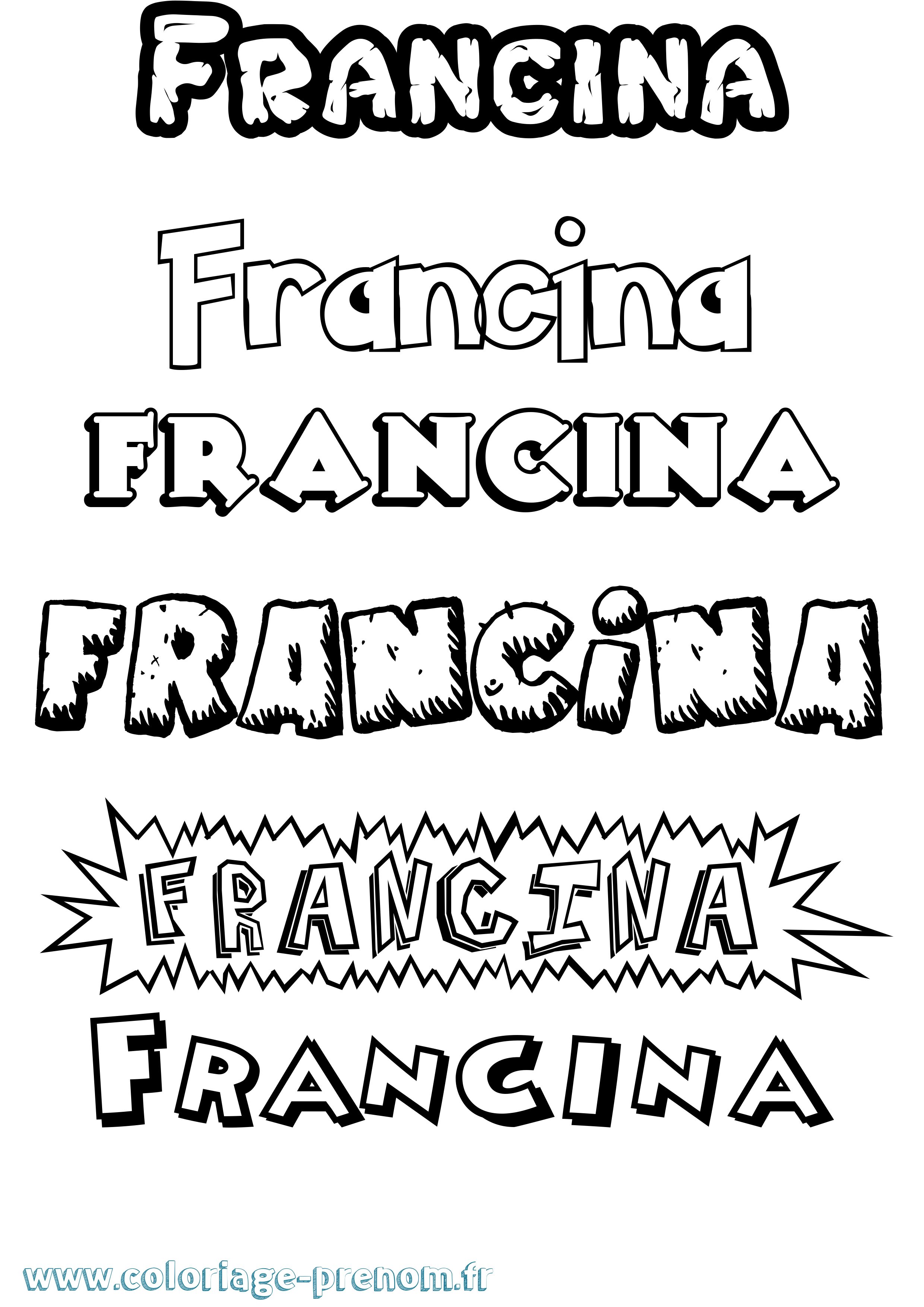 Coloriage Francina Dessin Animé Coloriage prénom Francina Dessin Animé