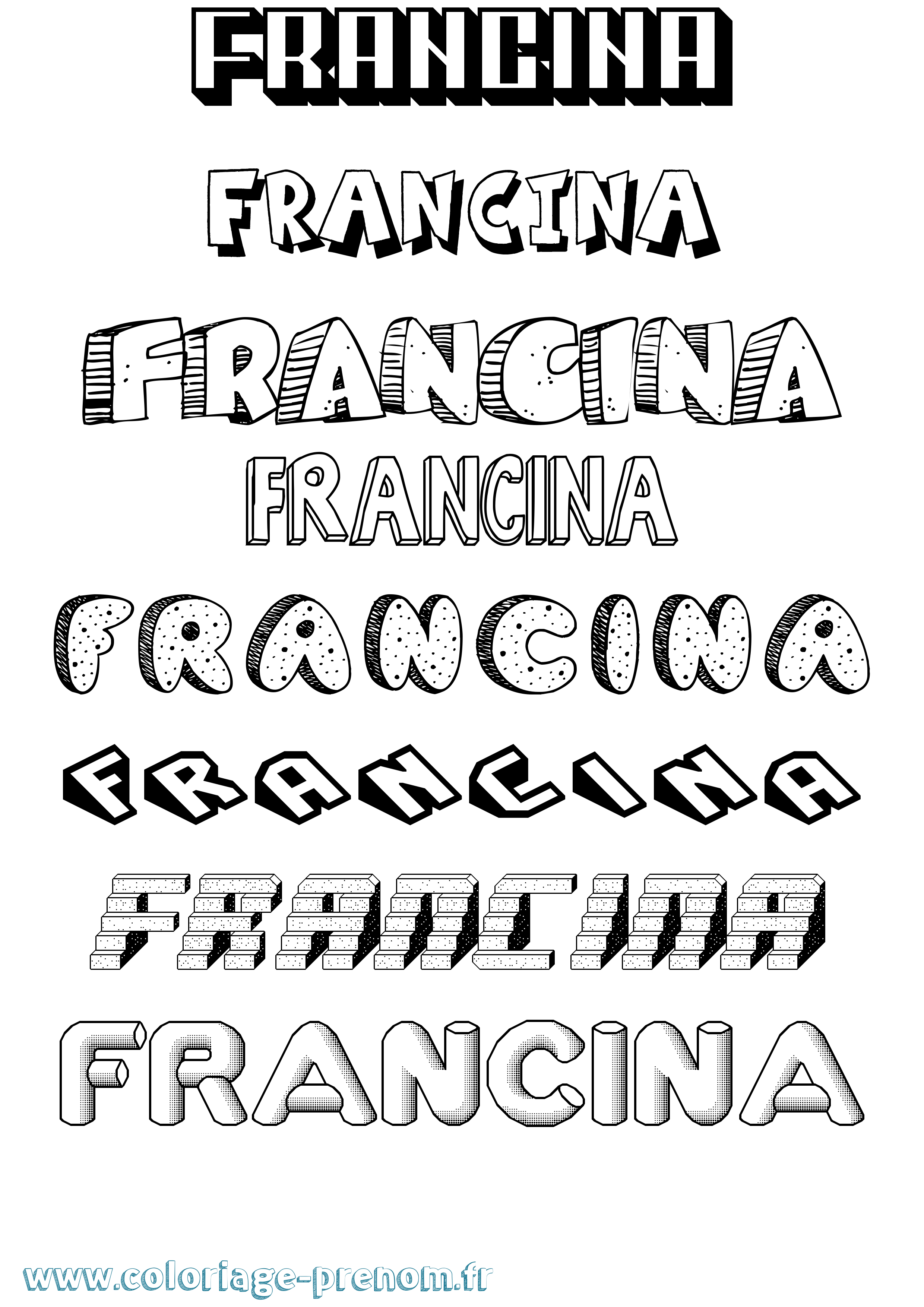 Coloriage Francina Effet 3D Coloriage prénom Francina Effet 3D
