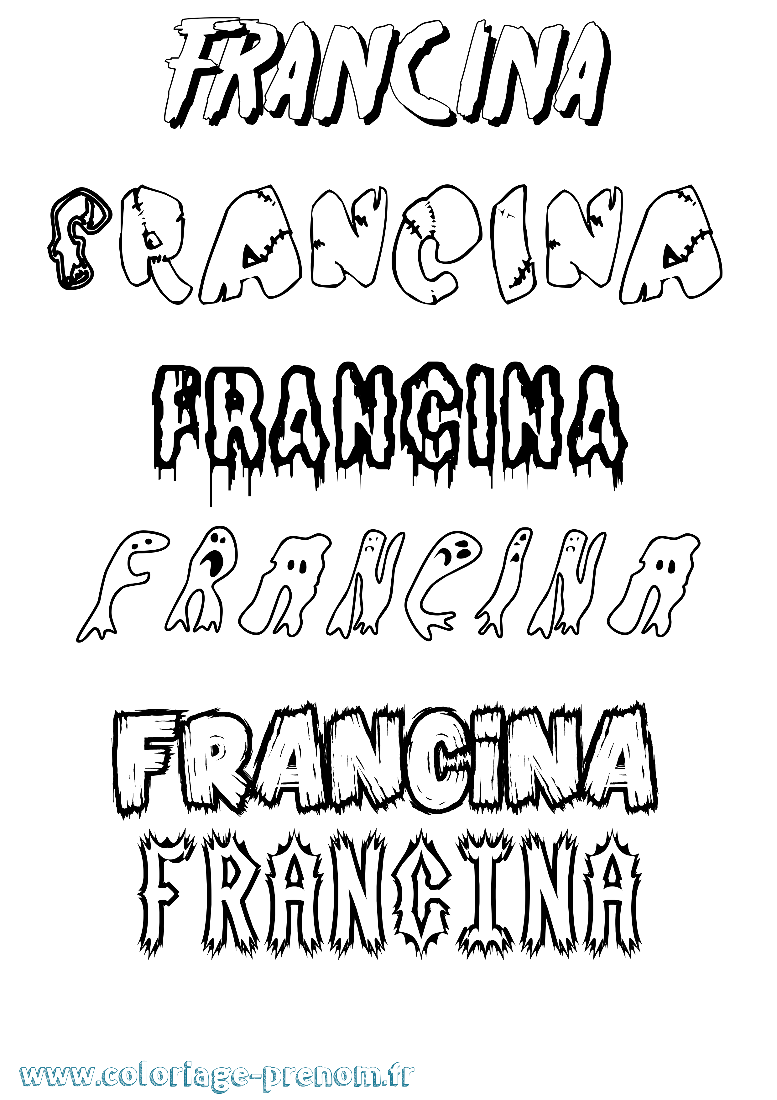 Coloriage Francina Frisson Coloriage prénom Francina Frisson