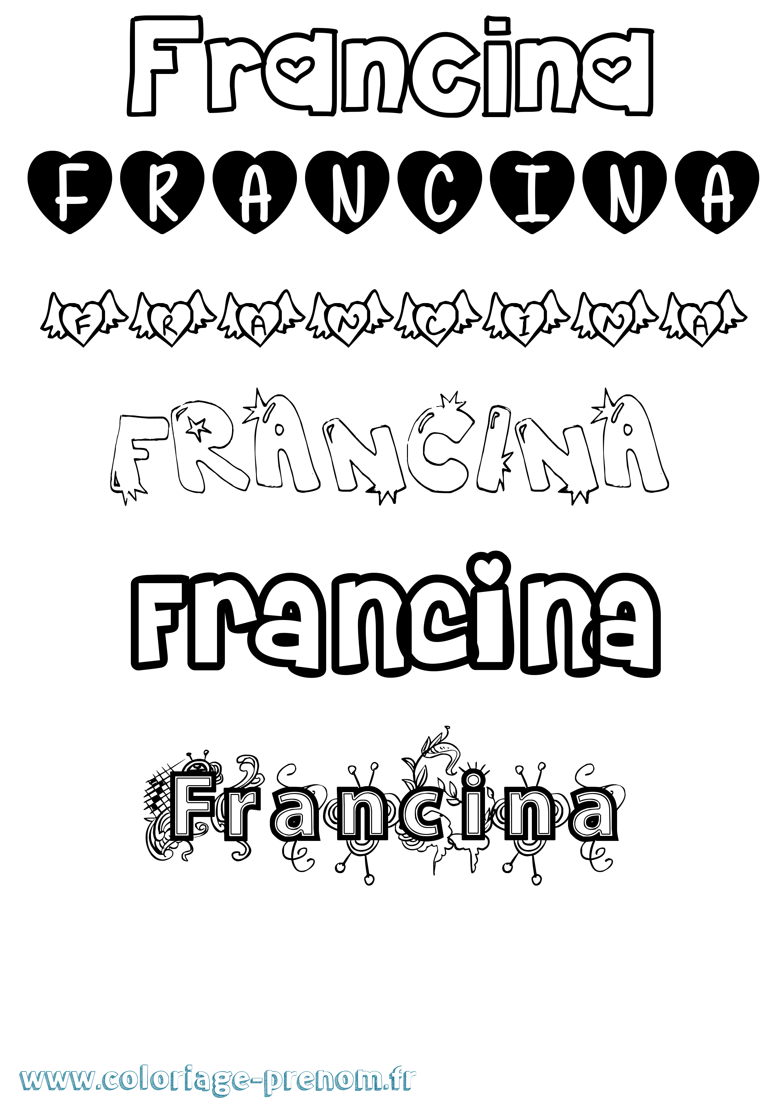Coloriage Francina Girly Coloriage prénom Francina Girly