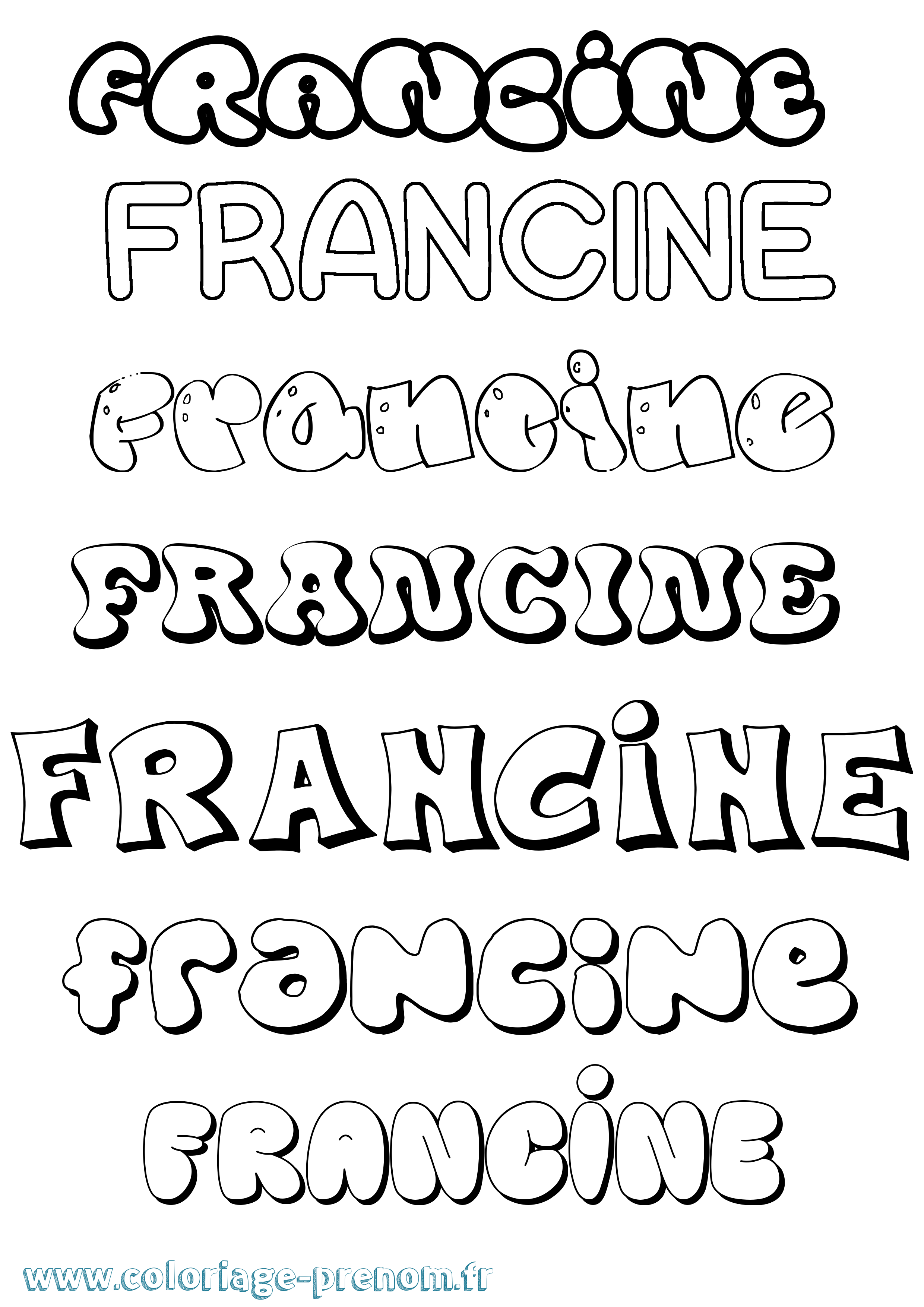 Coloriage Francine Bubble Coloriage prénom Francine Bubble