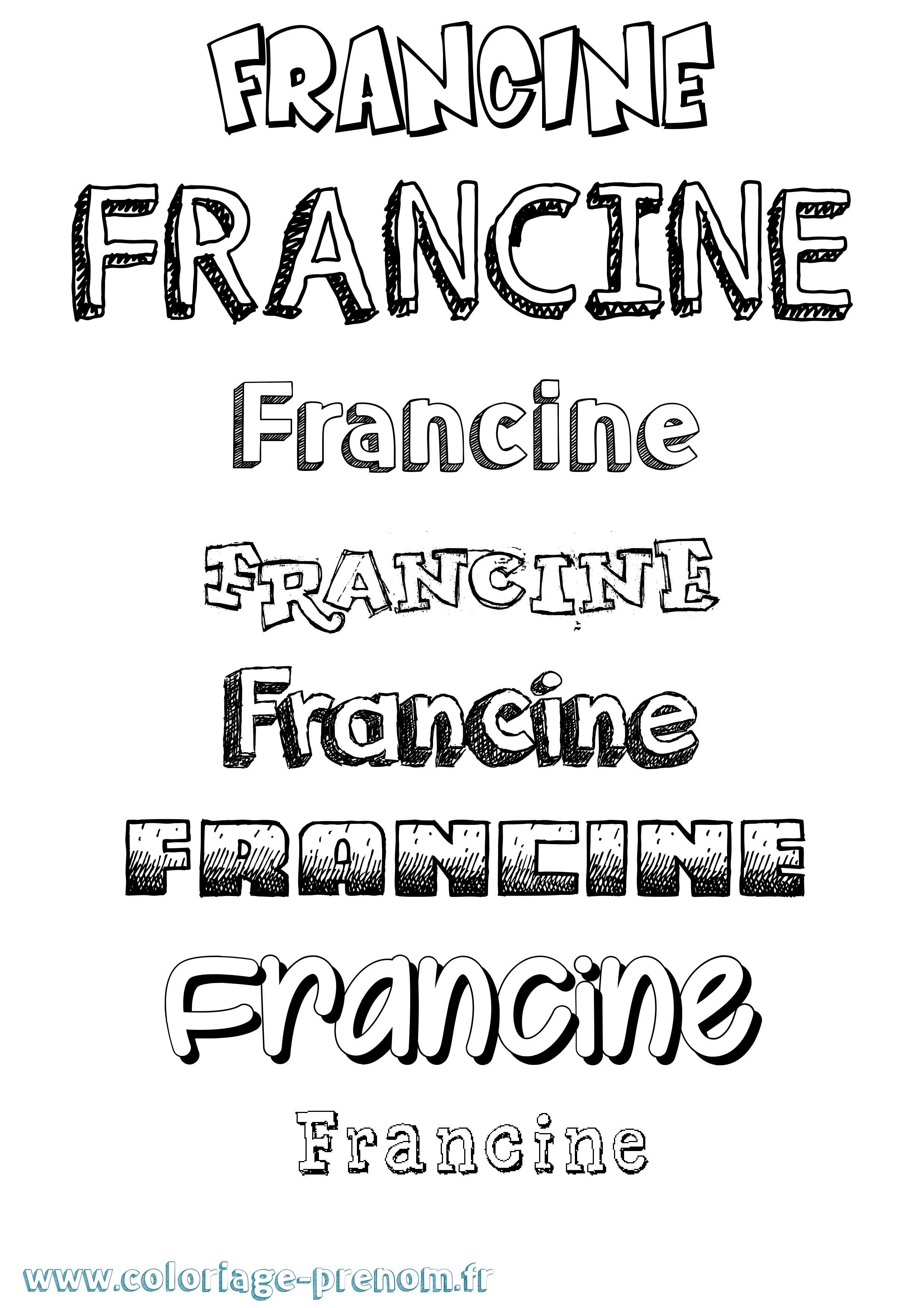 Coloriage Francine Dessiné Coloriage prénom Francine Dessiné