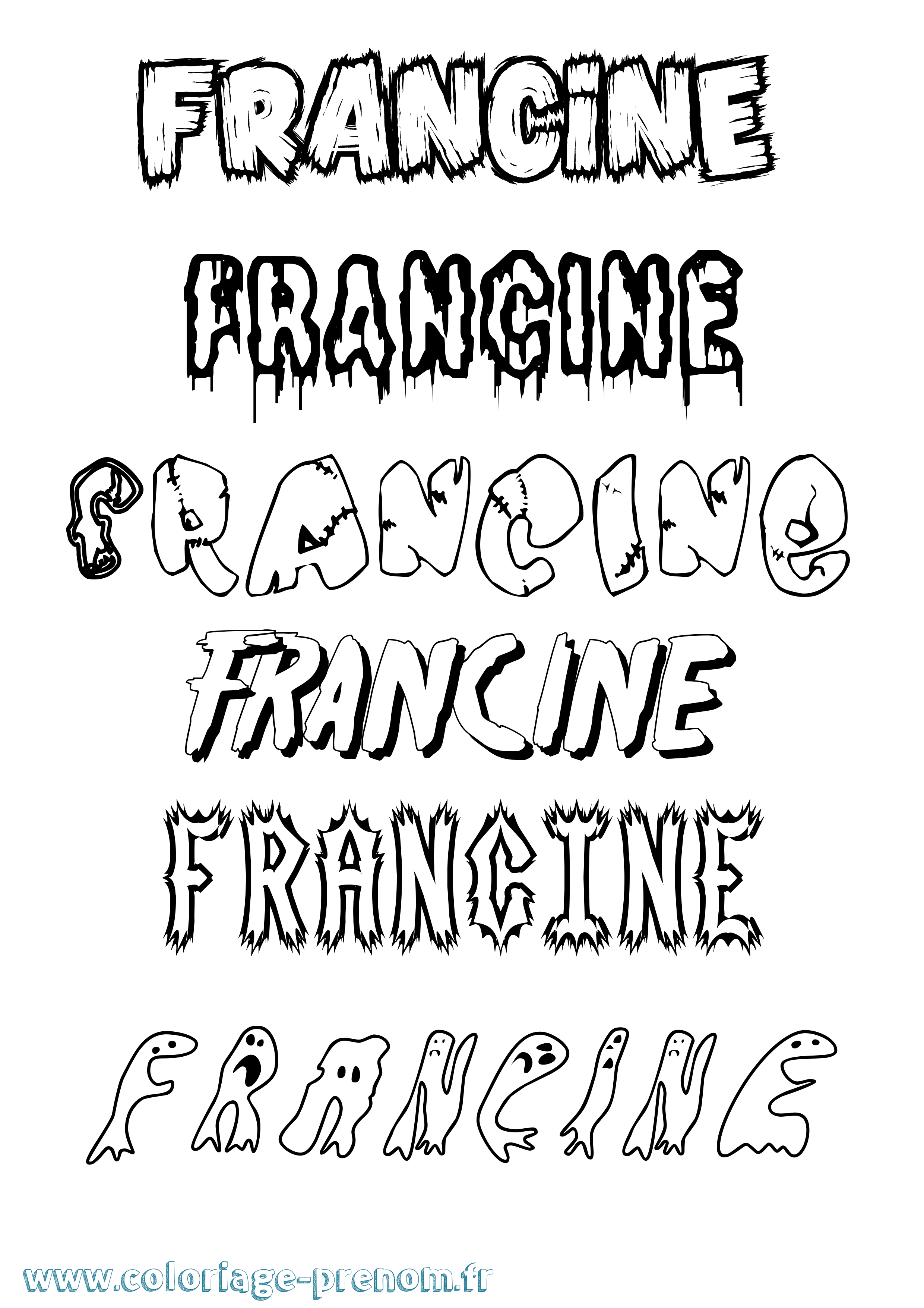 Coloriage Francine Frisson Coloriage prénom Francine Frisson