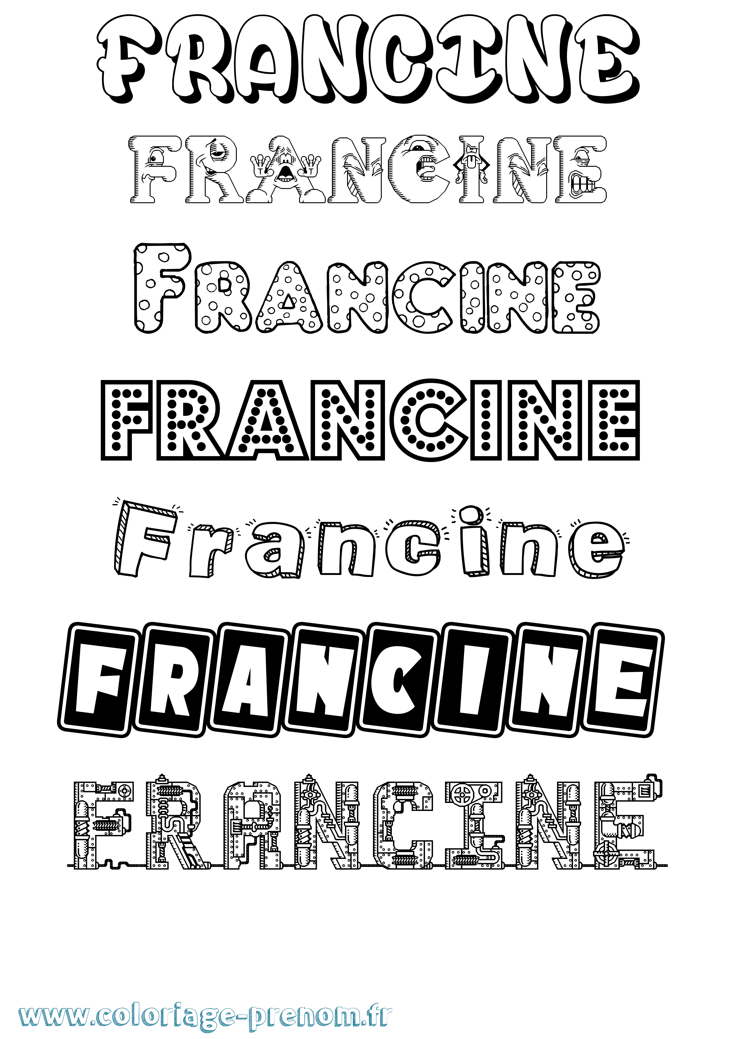 Coloriage Francine Fun Coloriage prénom Francine Fun