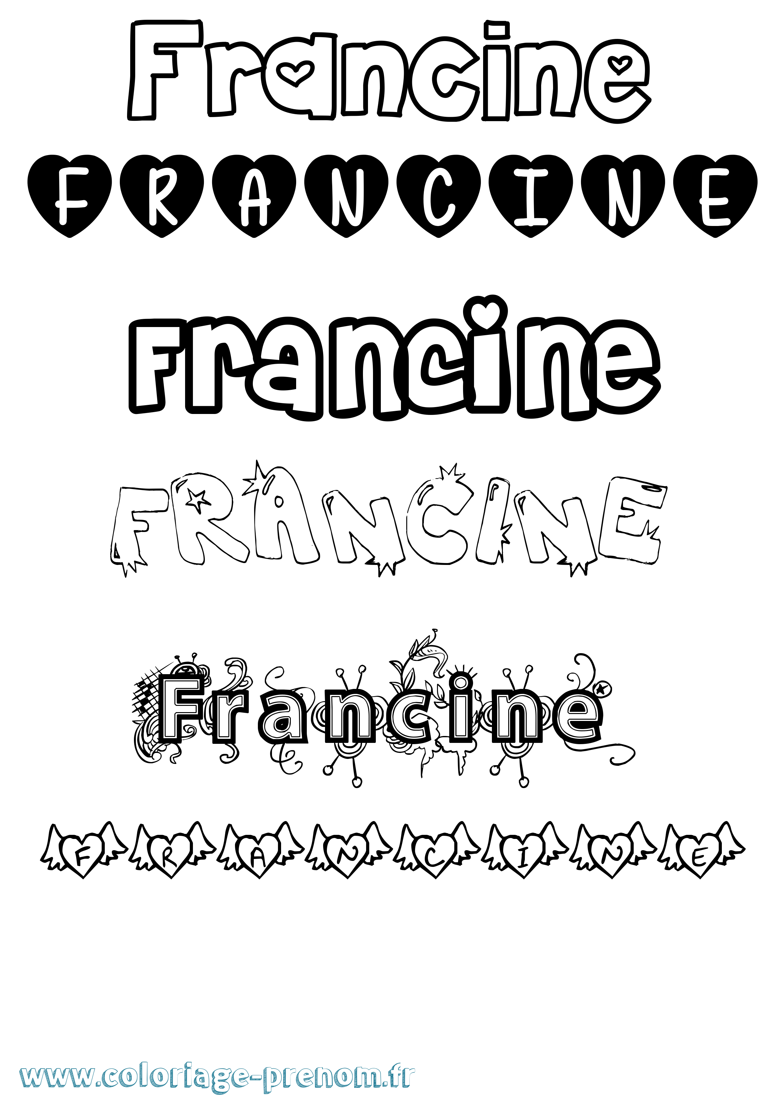 Coloriage Francine Girly Coloriage prénom Francine Girly