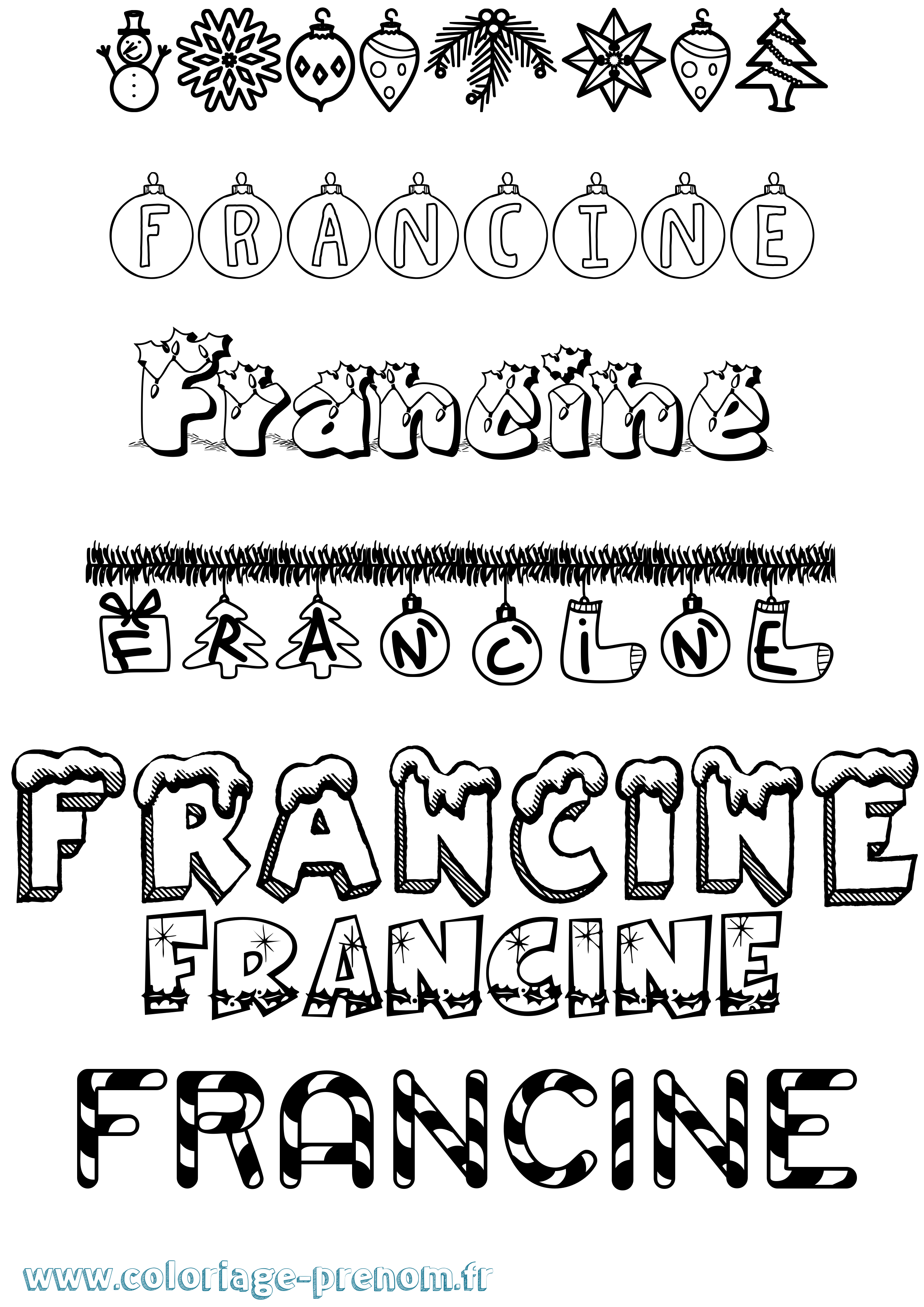 Coloriage Francine Noël Coloriage prénom Francine Noël