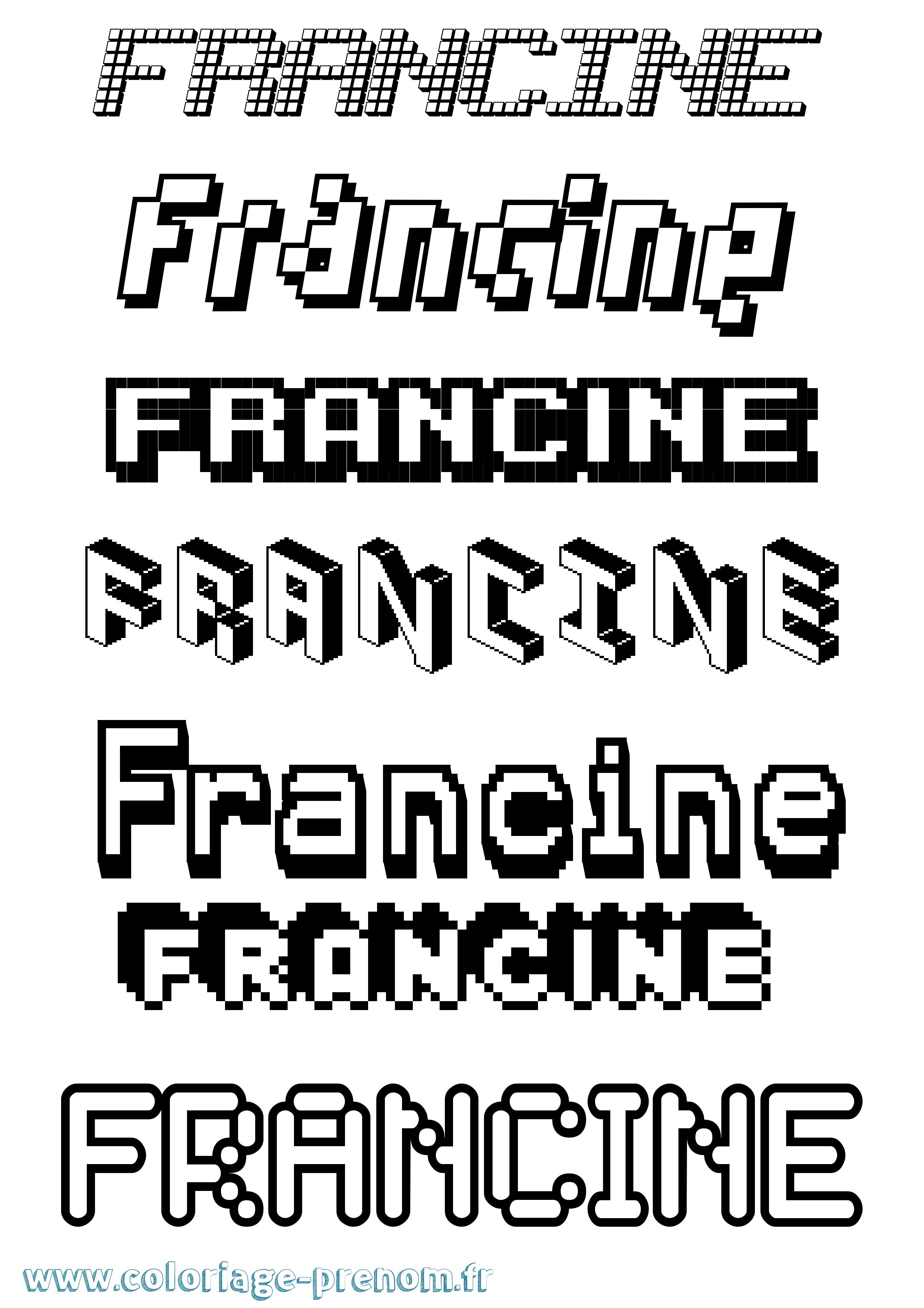 Coloriage Francine Pixel Coloriage prénom Francine Pixel