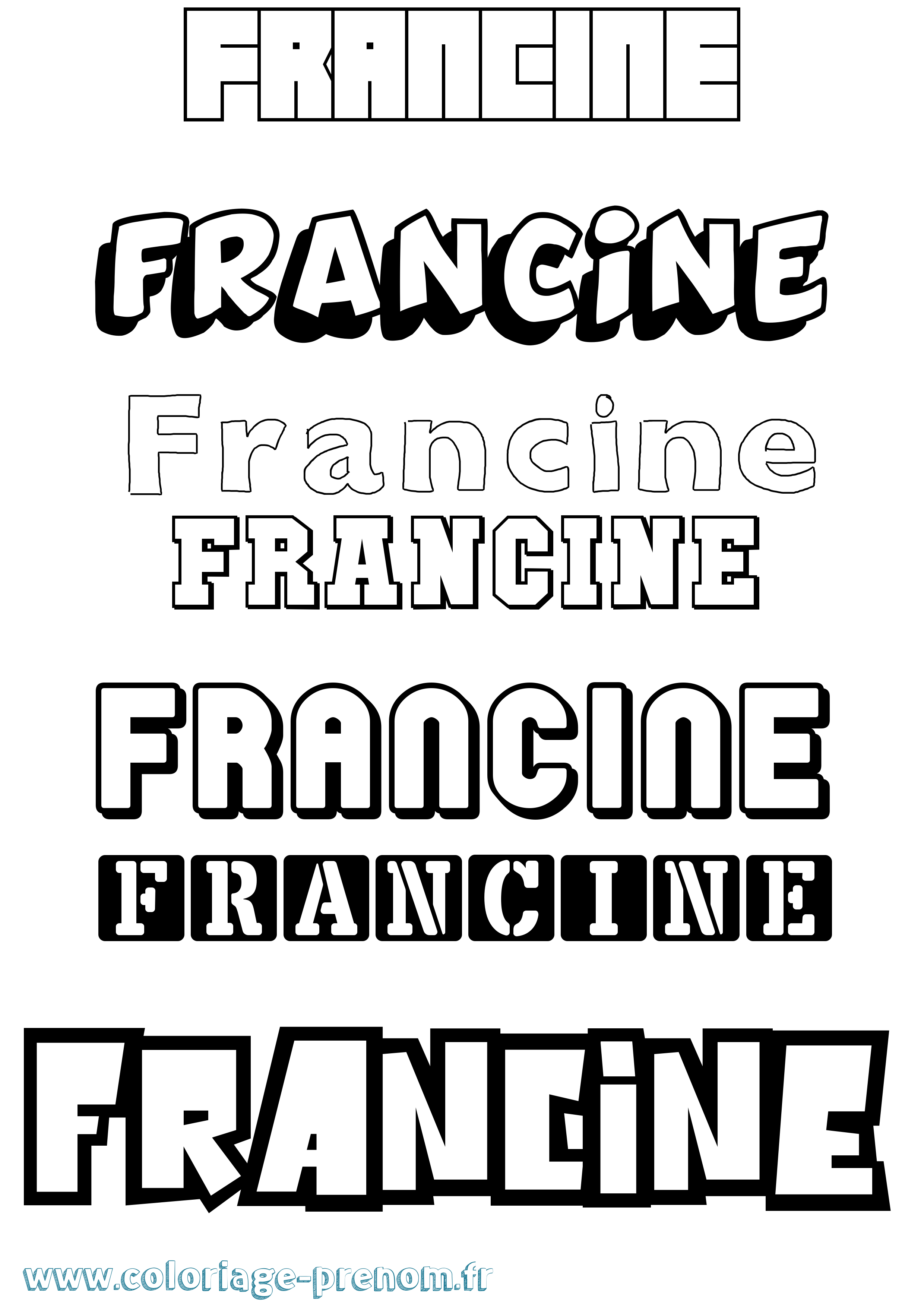 Coloriage Francine Simple Coloriage prénom Francine Simple