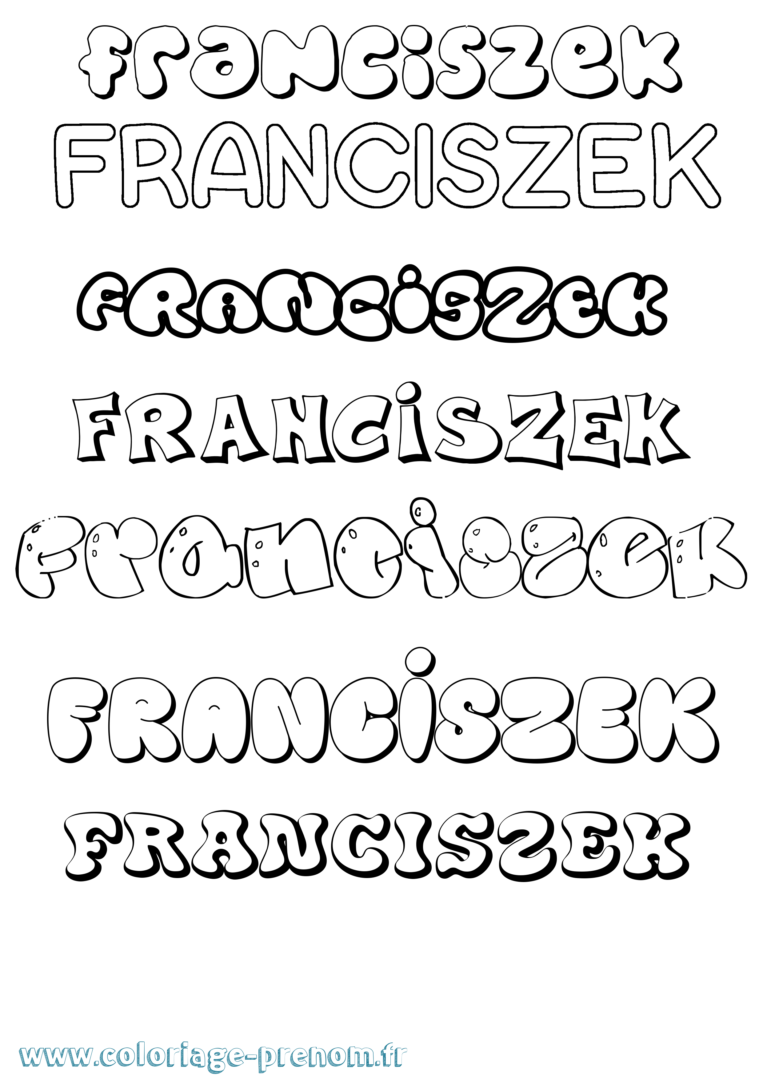 Coloriage Franciszek Bubble Coloriage prénom Franciszek Bubble
