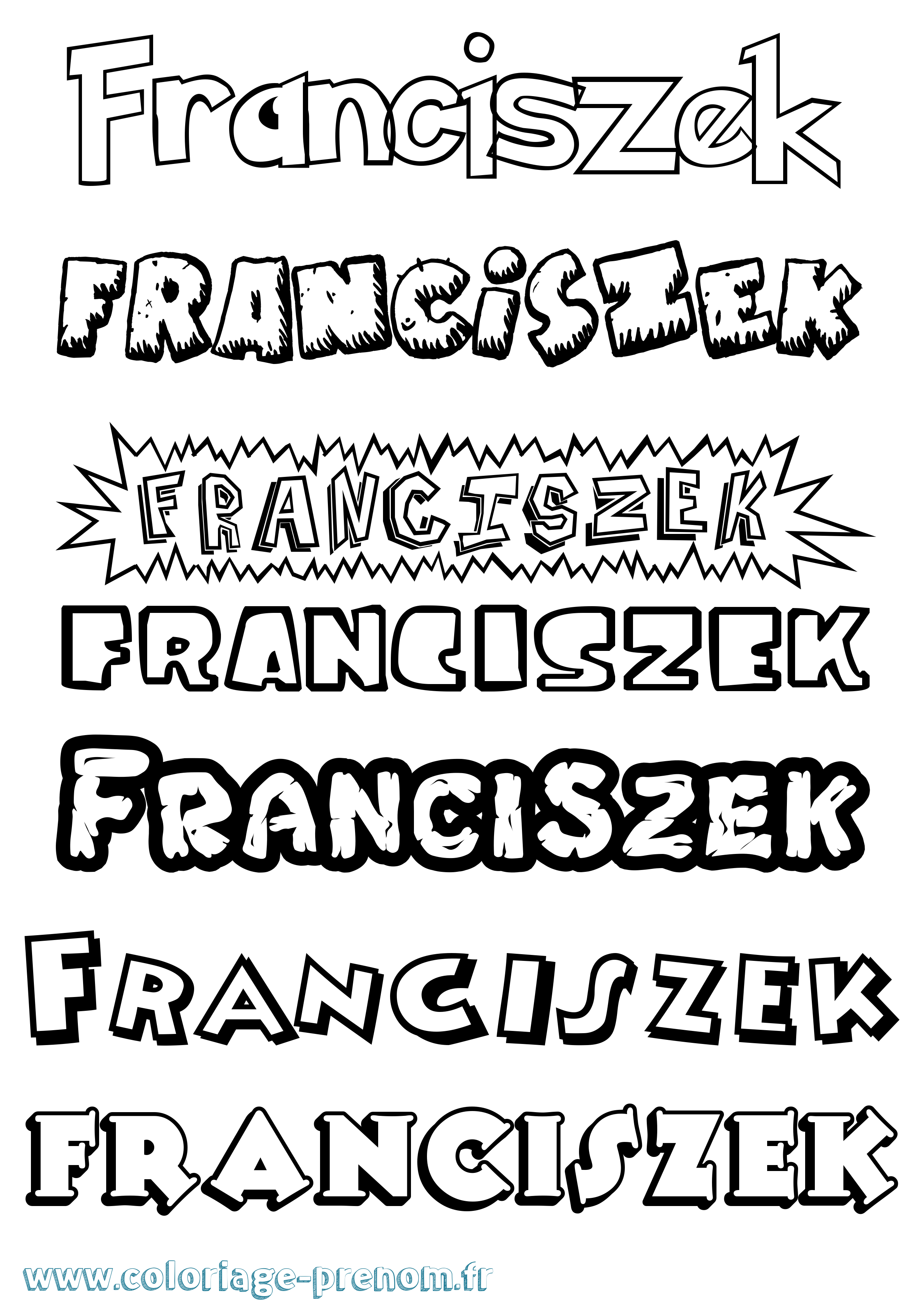 Coloriage Franciszek Dessin Animé Coloriage prénom Franciszek Dessin Animé