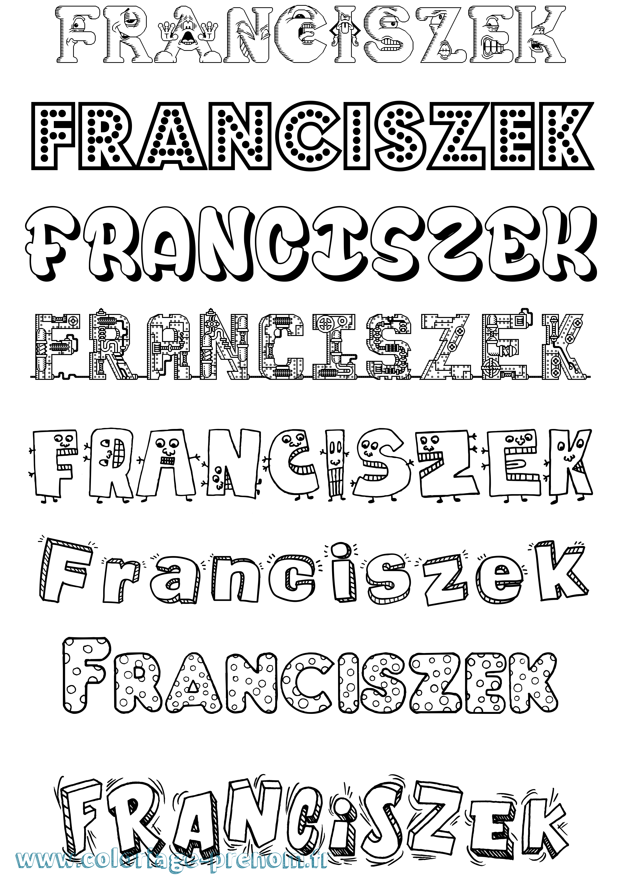 Coloriage Franciszek Fun Coloriage prénom Franciszek Fun
