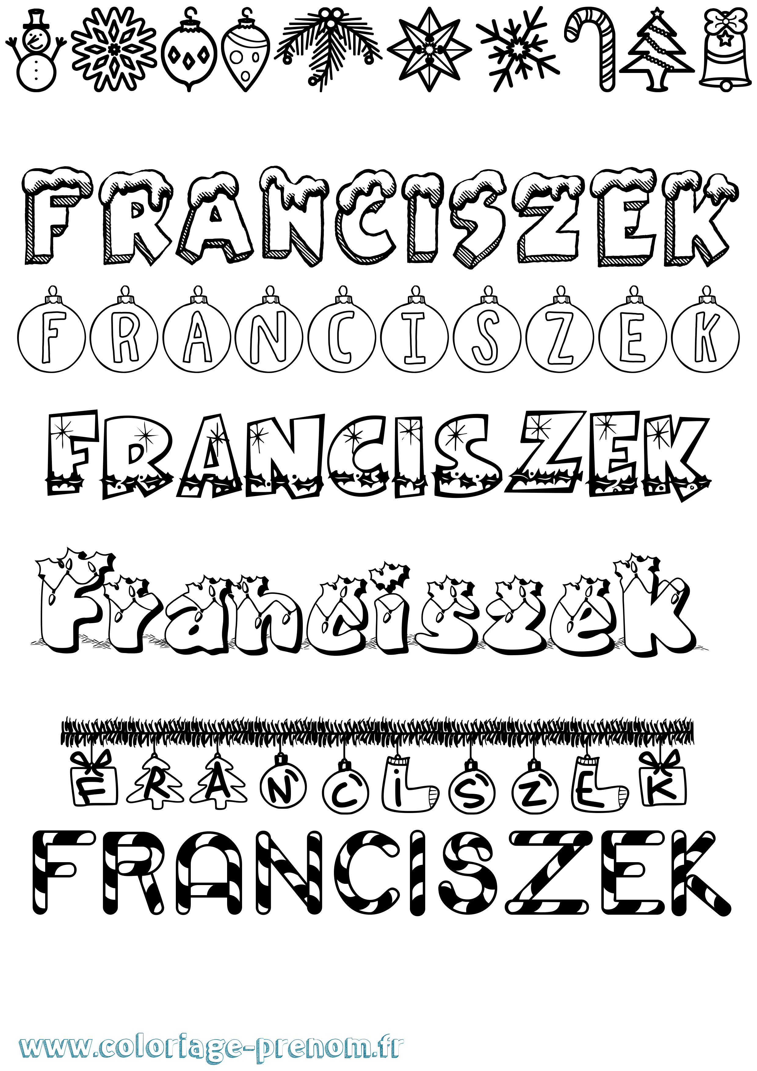 Coloriage Franciszek Noël Coloriage prénom Franciszek Noël
