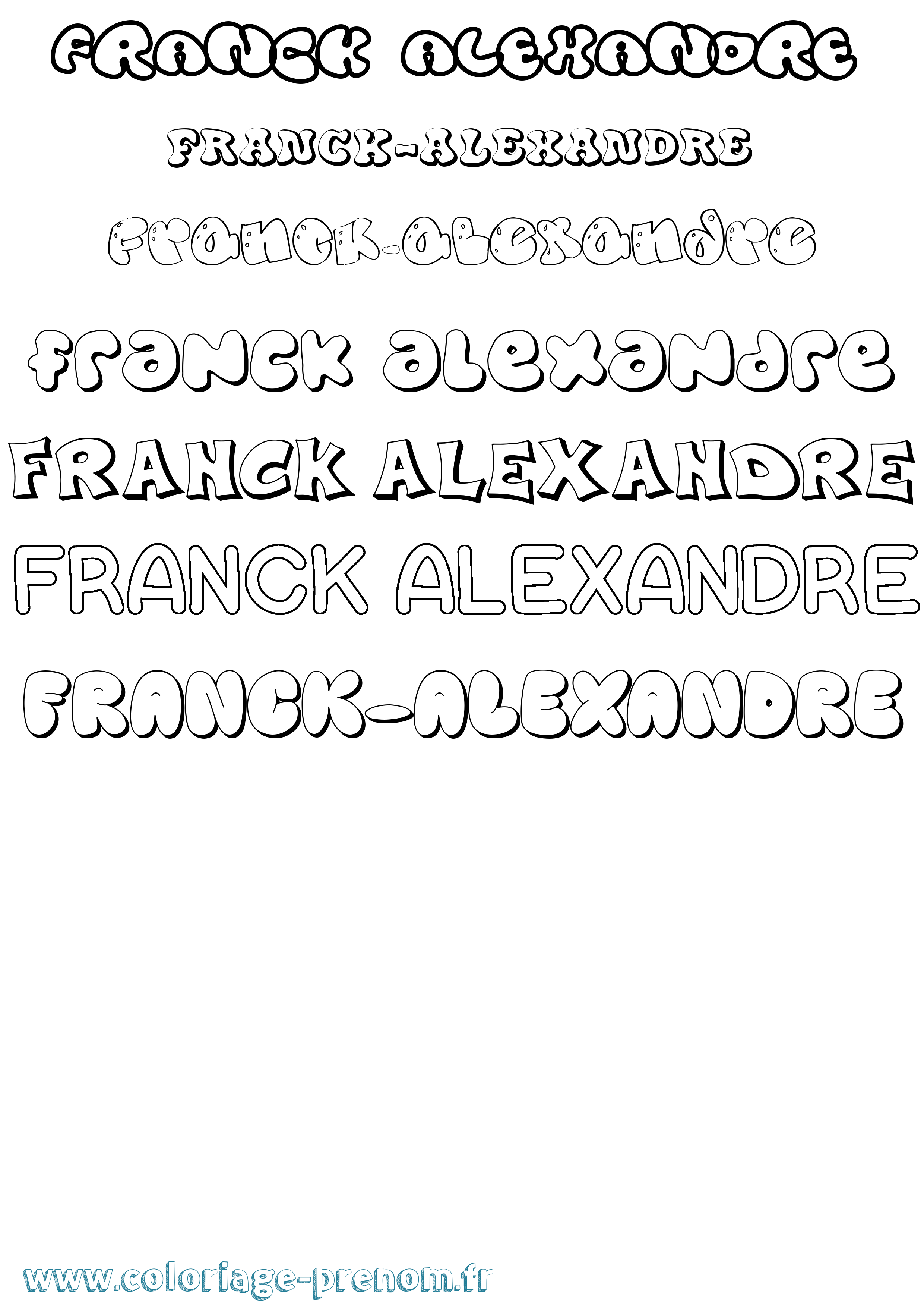 Coloriage Franck-Alexandre Bubble Coloriage prénom Franck-Alexandre Bubble