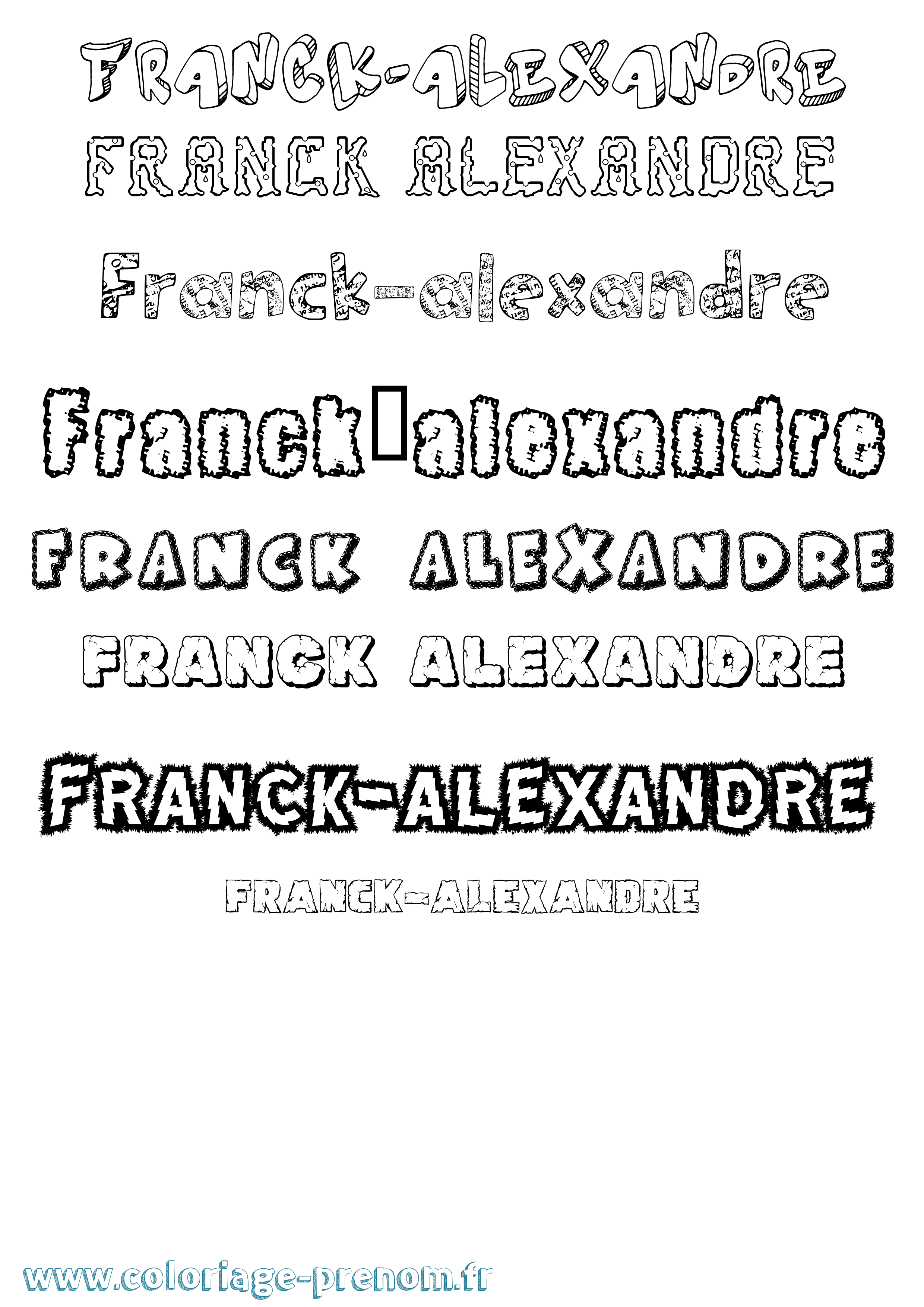 Coloriage Franck-Alexandre Destructuré Coloriage prénom Franck-Alexandre Destructuré