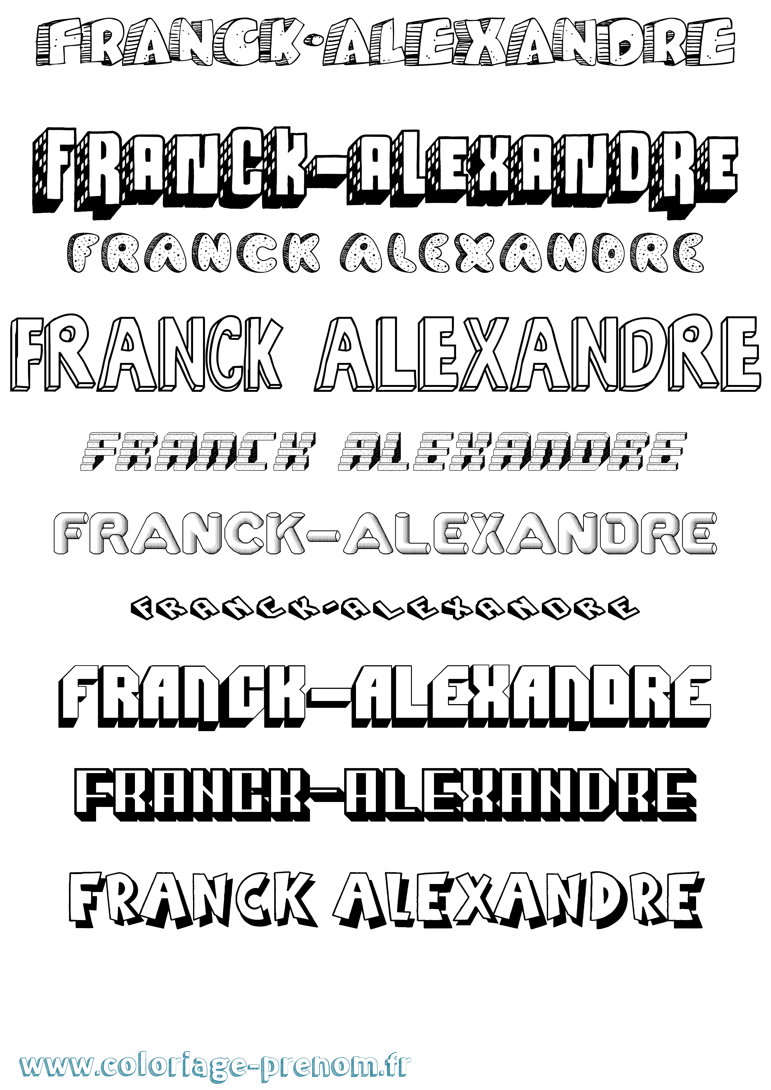 Coloriage Franck-Alexandre Effet 3D Coloriage prénom Franck-Alexandre Effet 3D