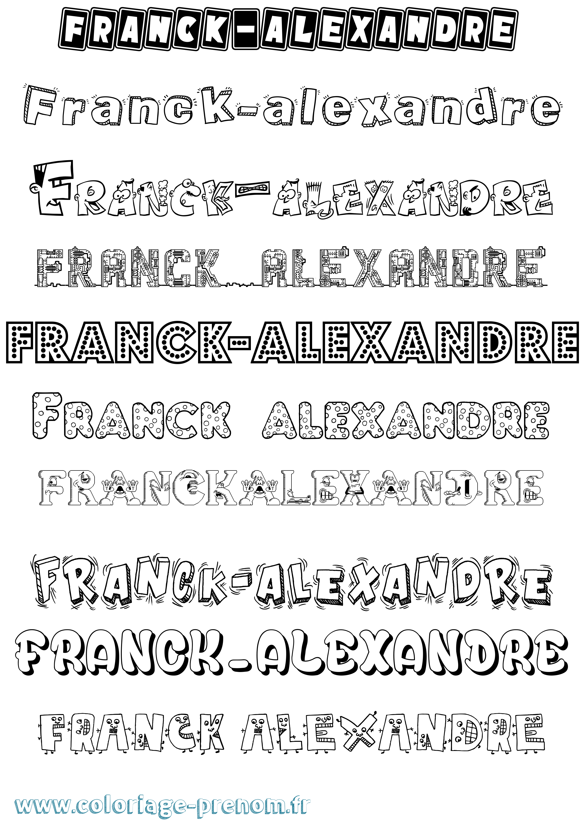 Coloriage Franck-Alexandre Fun Coloriage prénom Franck-Alexandre Fun
