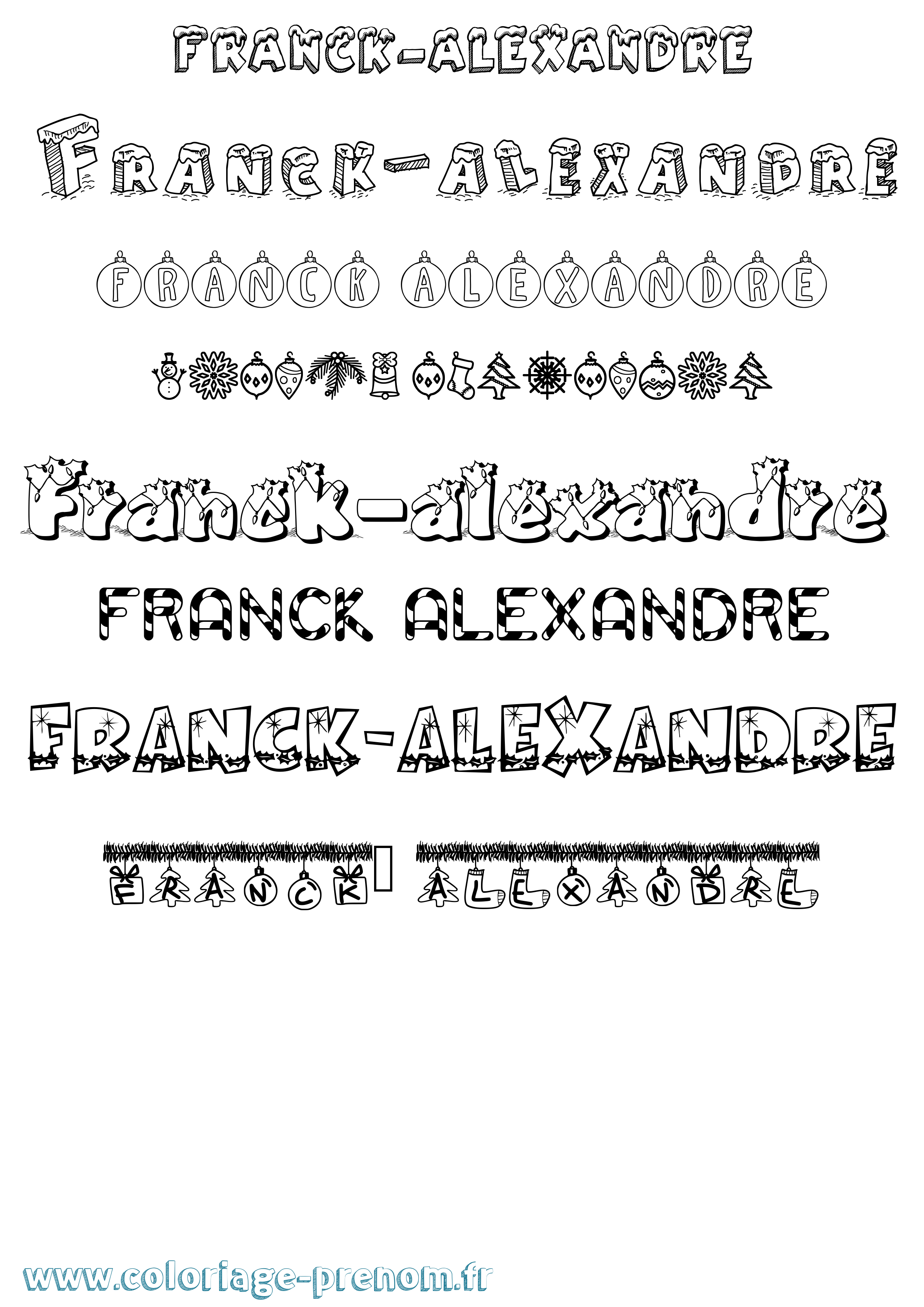 Coloriage Franck-Alexandre Noël Coloriage prénom Franck-Alexandre Noël