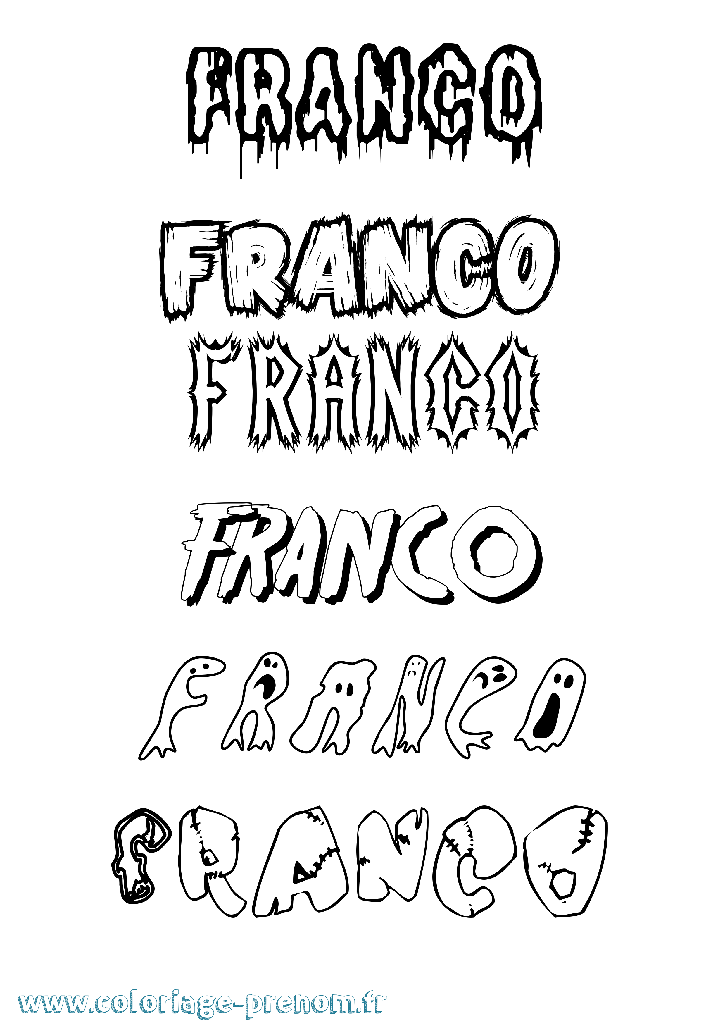 Coloriage Franco Frisson Coloriage prénom Franco Frisson