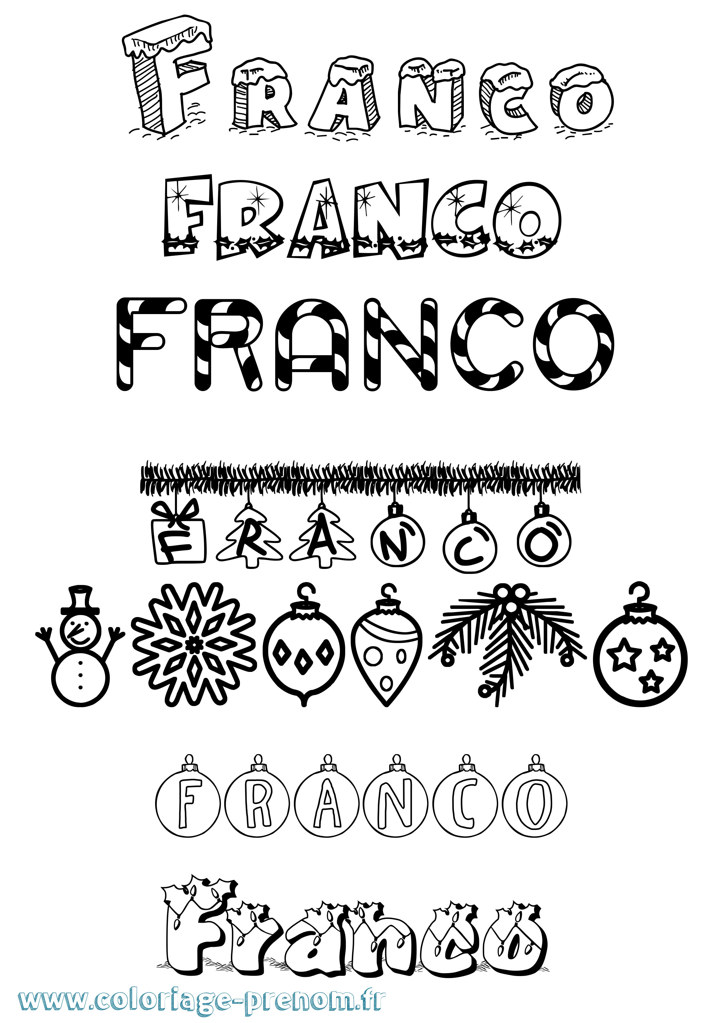 Coloriage Franco Noël Coloriage prénom Franco Noël