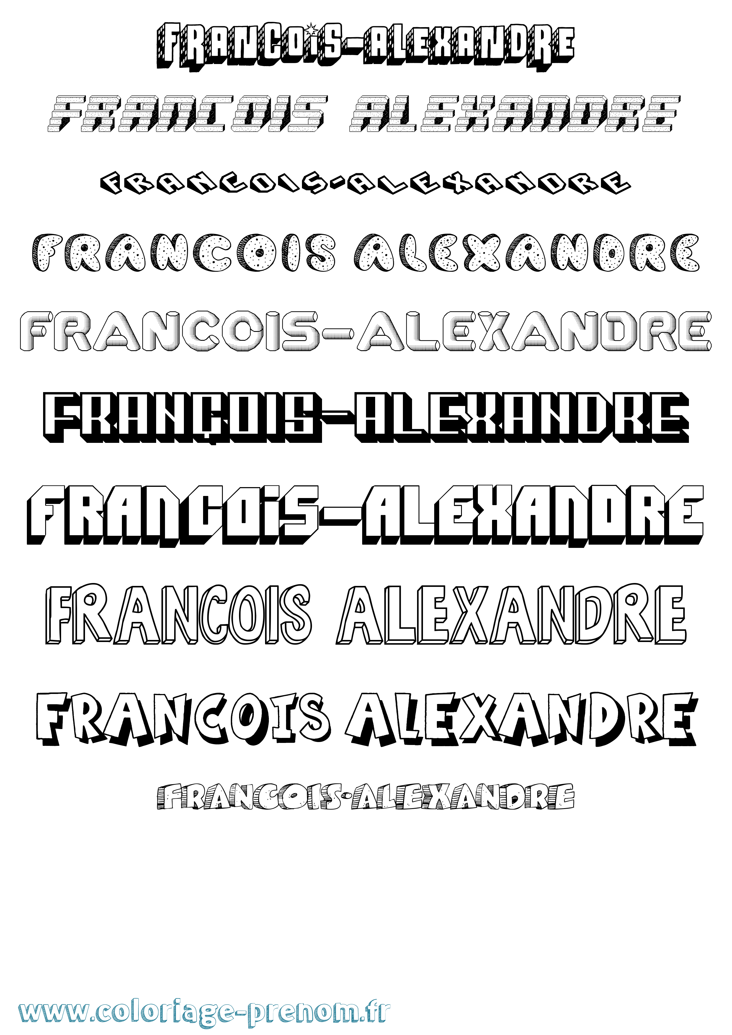 Coloriage François-Alexandre Effet 3D Coloriage prénom François-Alexandre Effet 3D
