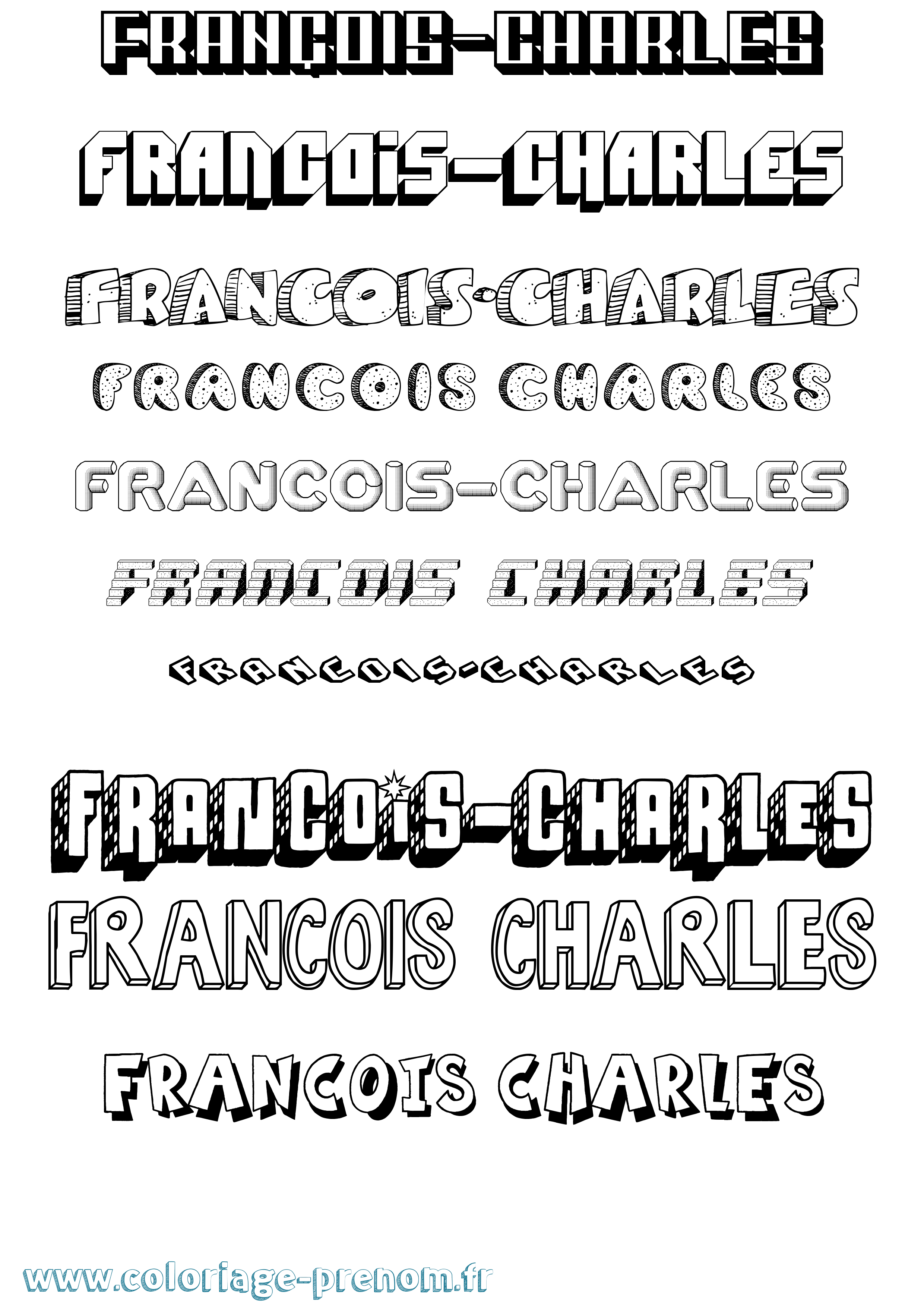 Coloriage François-Charles Effet 3D Coloriage prénom François-Charles Effet 3D