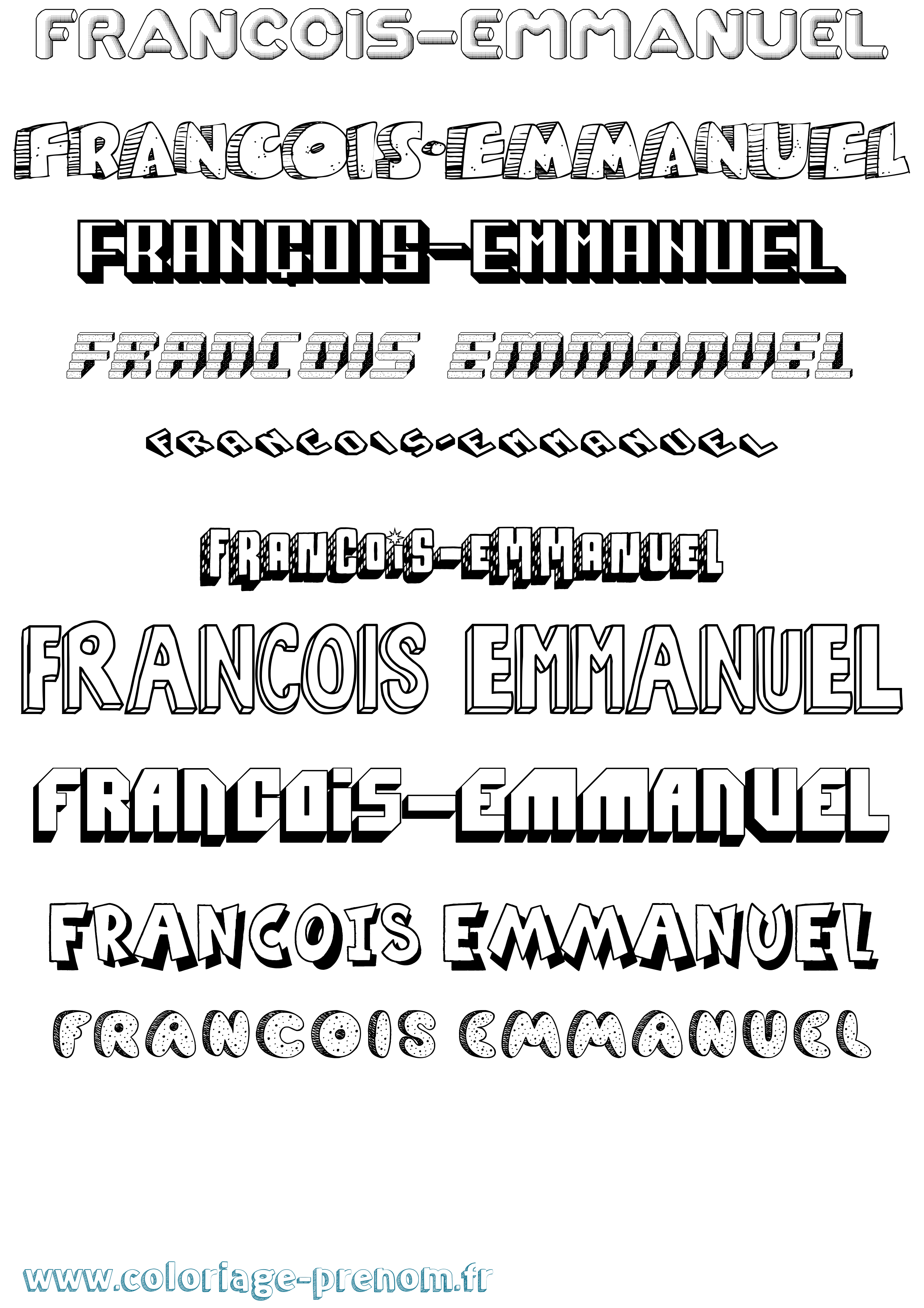 Coloriage François-Emmanuel Effet 3D Coloriage prénom François-Emmanuel Effet 3D