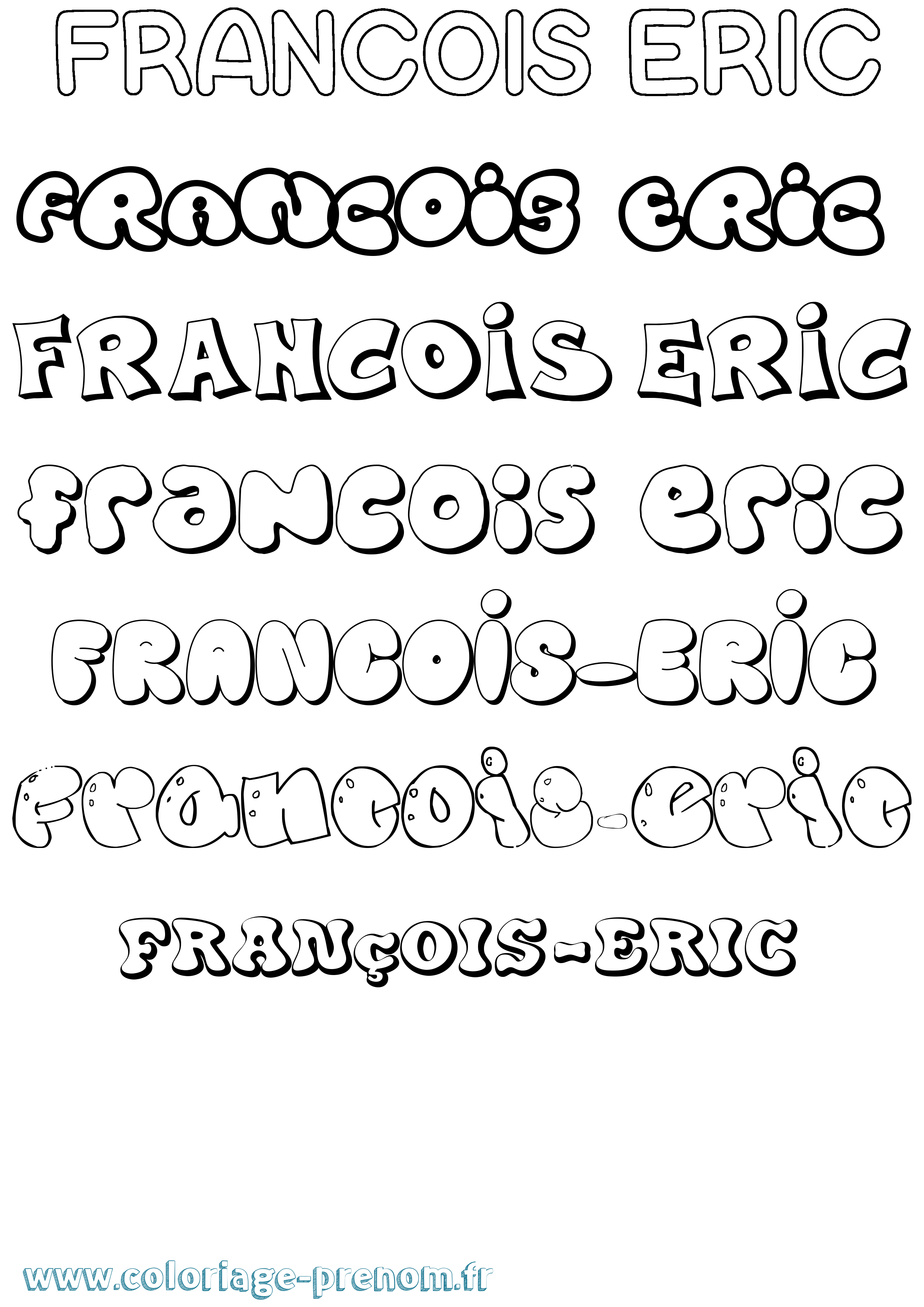 Coloriage François-Eric Bubble Coloriage prénom François-Eric Bubble