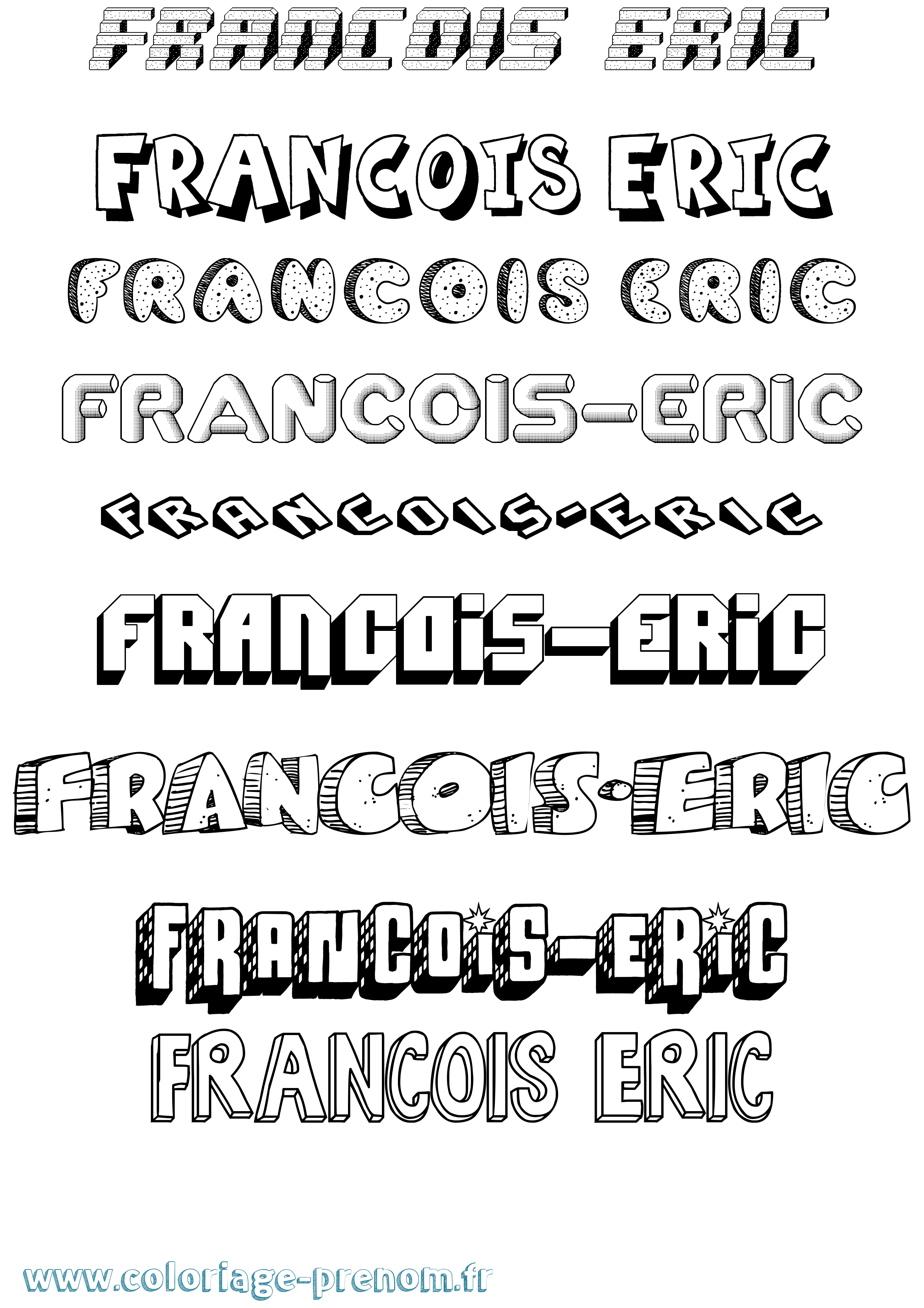 Coloriage François-Eric Effet 3D Coloriage prénom François-Eric Effet 3D