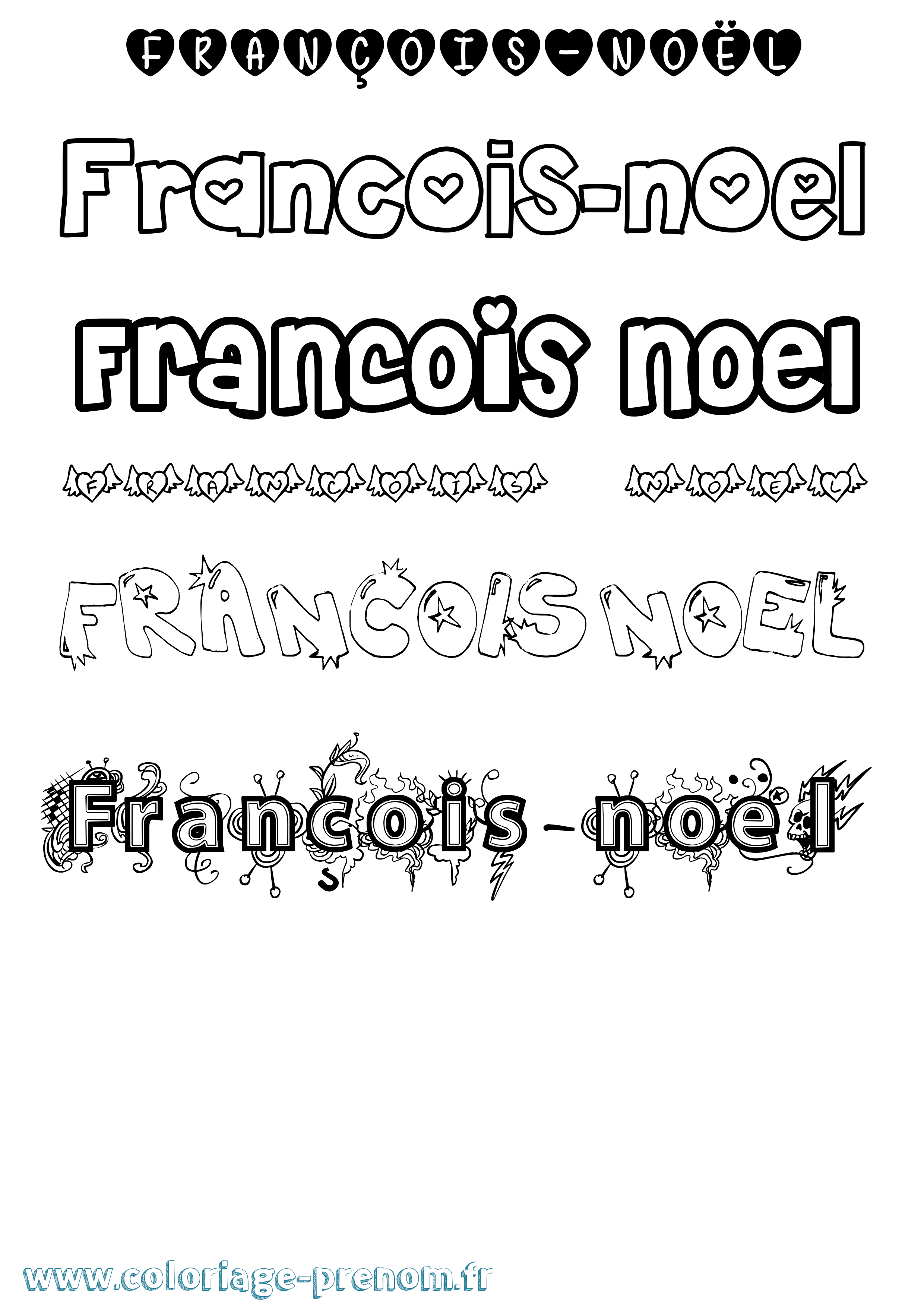 Coloriage François-Noël Girly Coloriage prénom François-Noël Girly