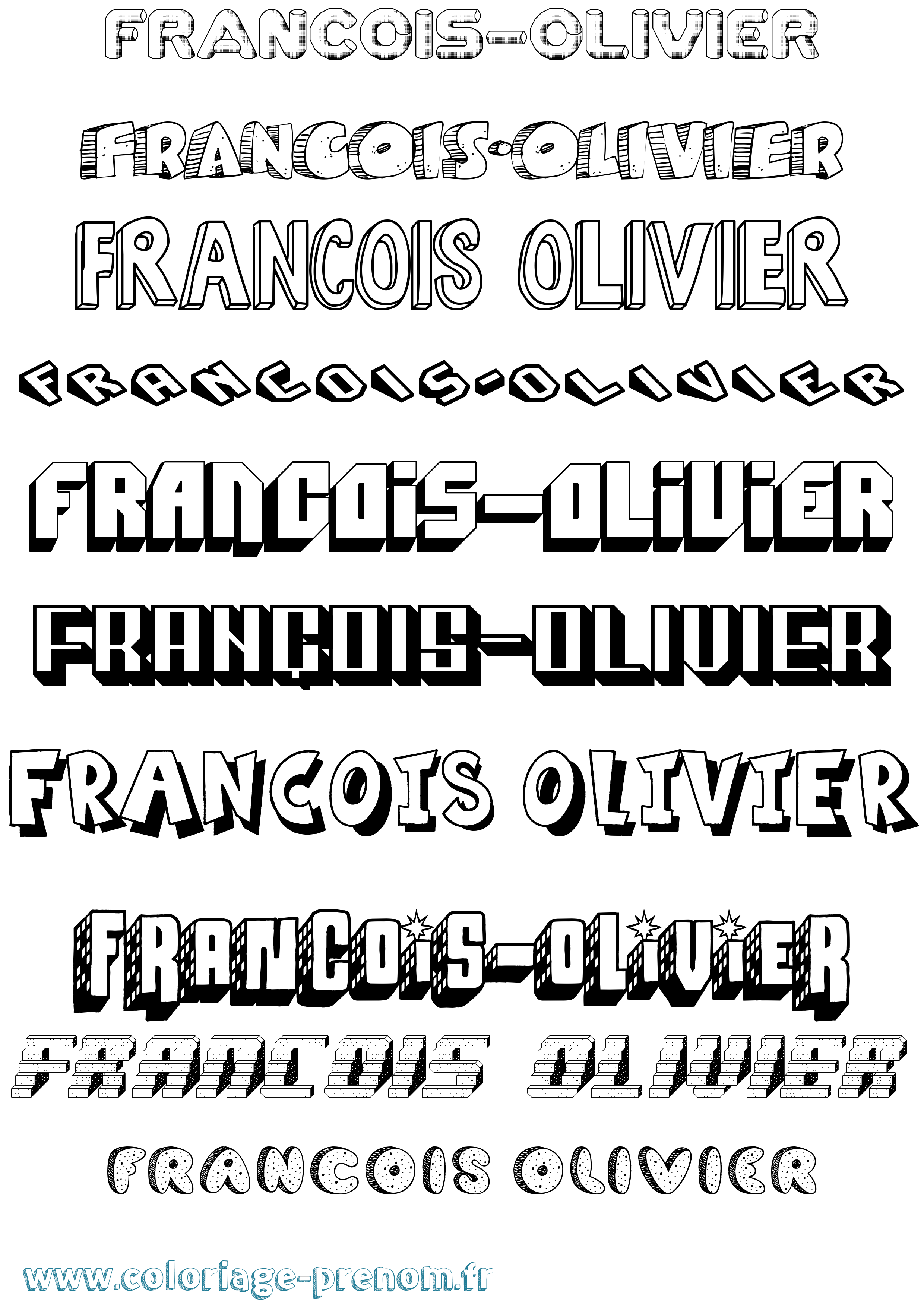 Coloriage François-Olivier Effet 3D Coloriage prénom François-Olivier Effet 3D