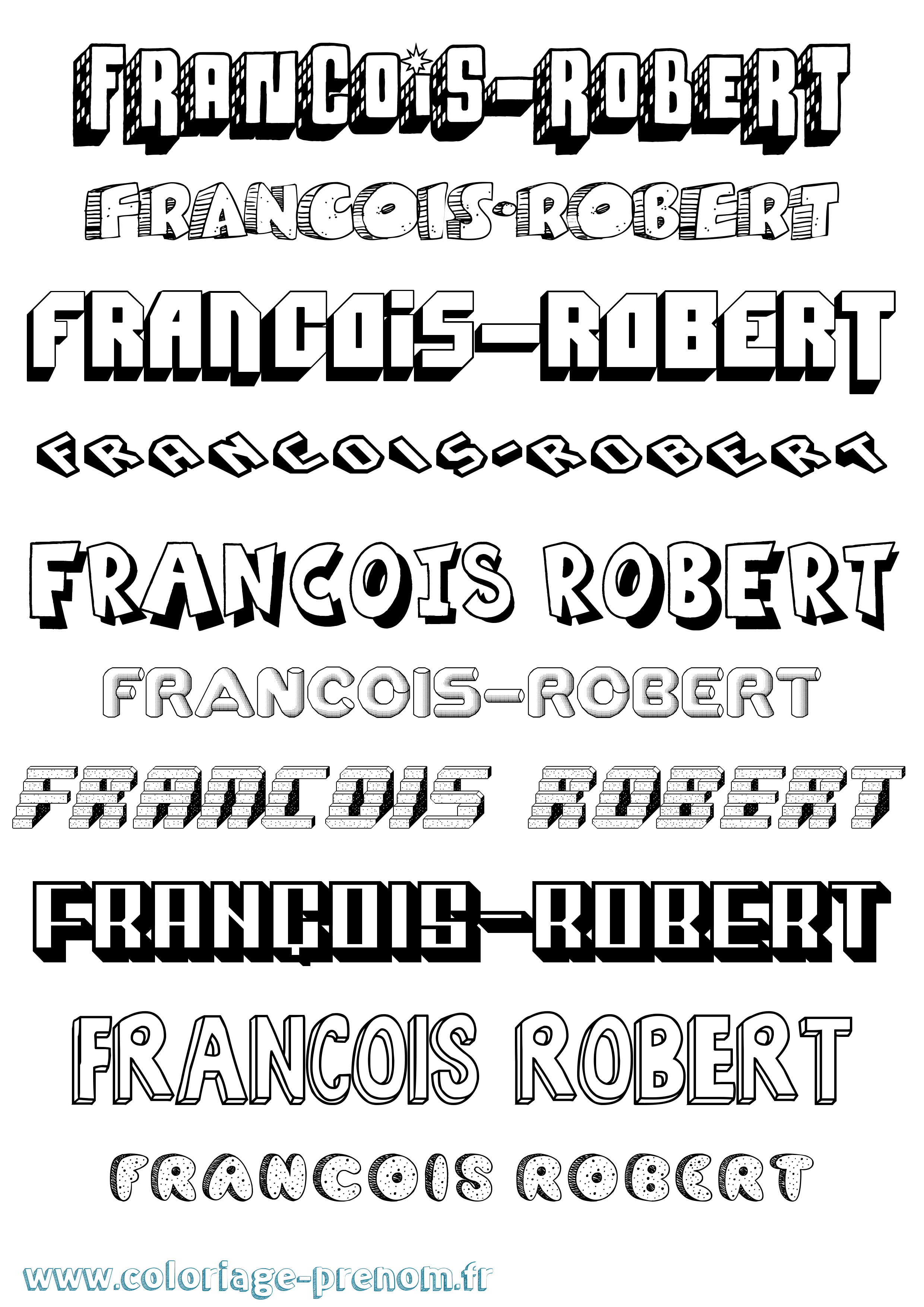 Coloriage François-Robert Effet 3D Coloriage prénom François-Robert Effet 3D