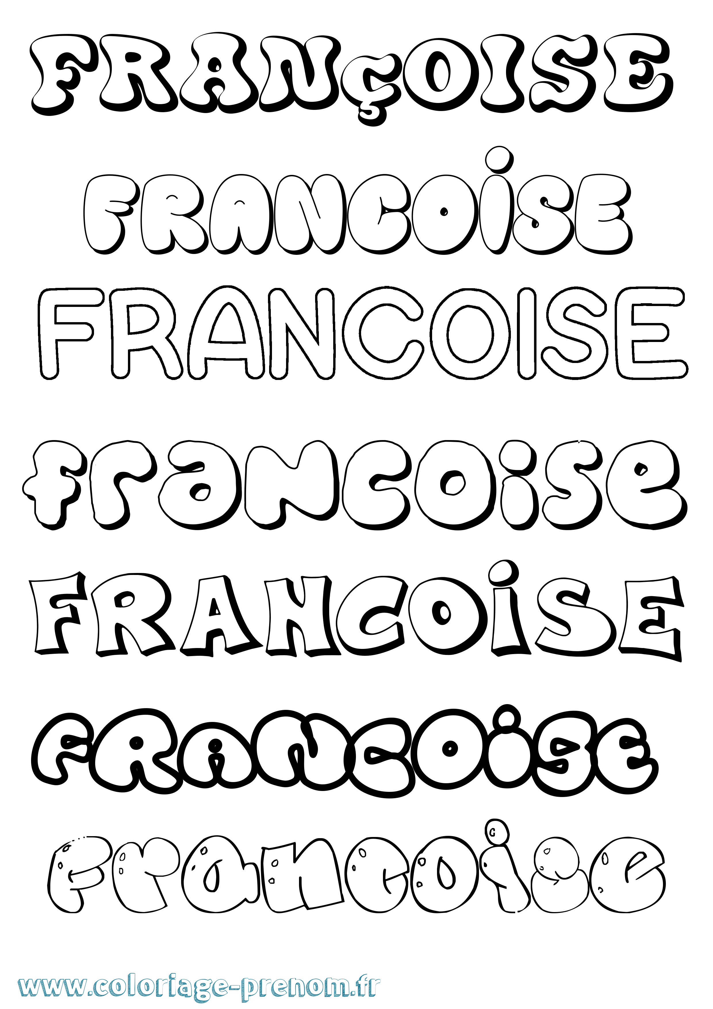 Coloriage Françoise Bubble Coloriage prénom Françoise Bubble