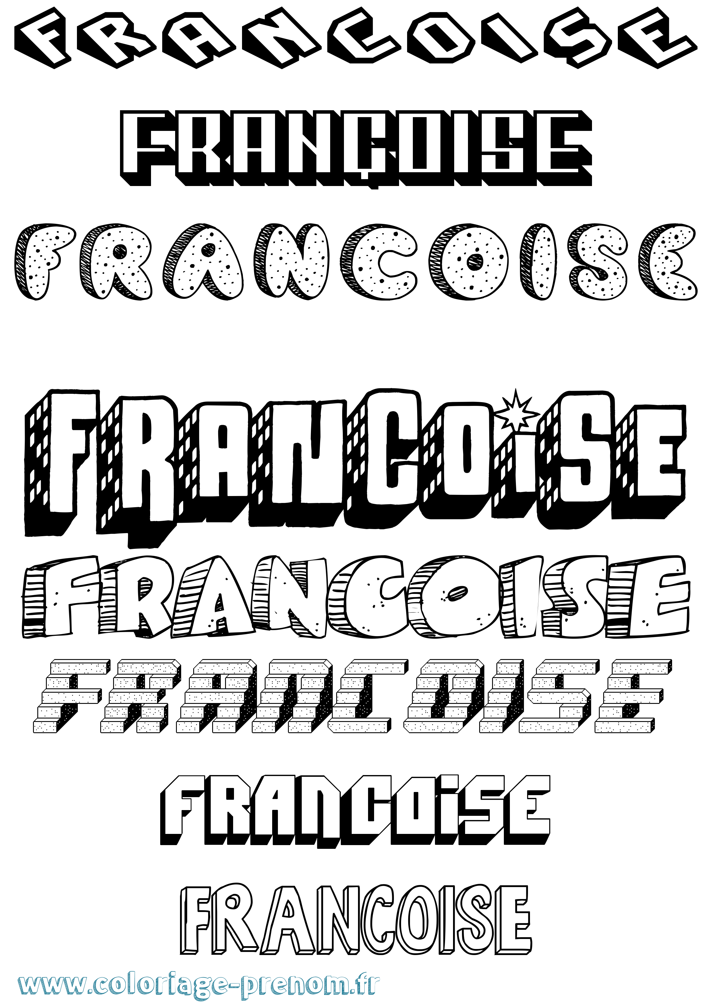 Coloriage Françoise Effet 3D Coloriage prénom Françoise Effet 3D