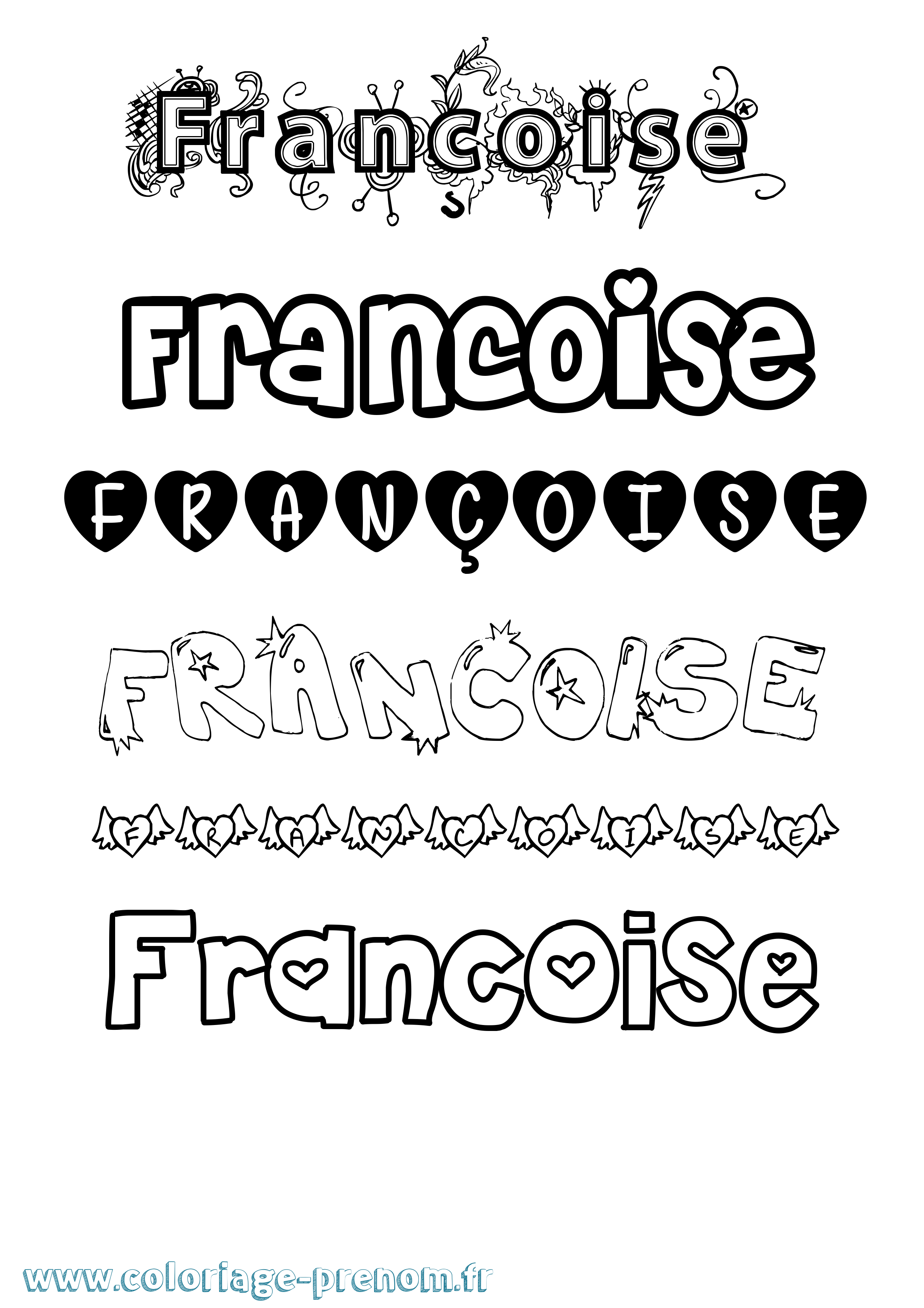 Coloriage Françoise Girly Coloriage prénom Françoise Girly